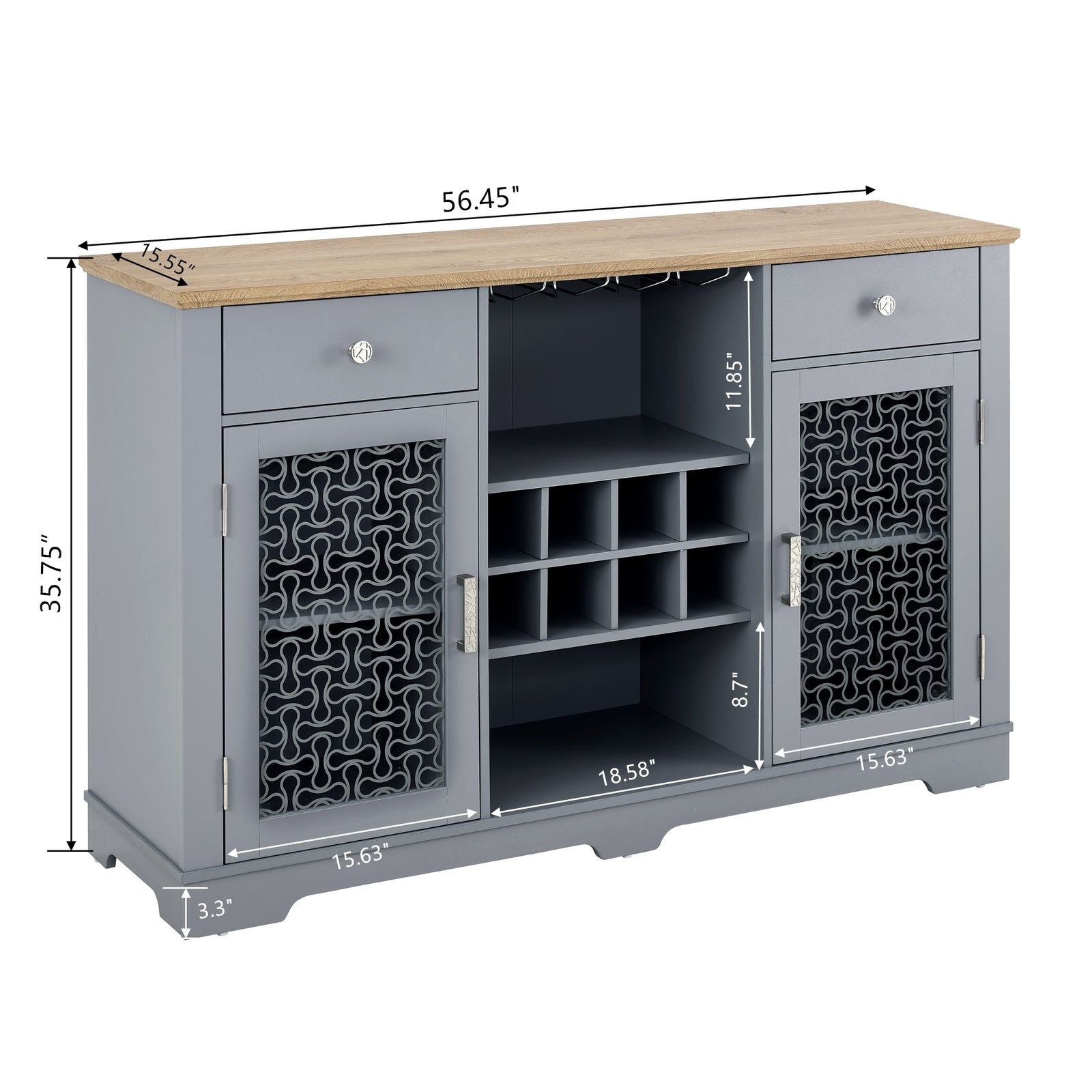 Nøordka Light Sideboard Default 60" Light Oak Mid Century Modern Farmhouse Buffet Cabinet