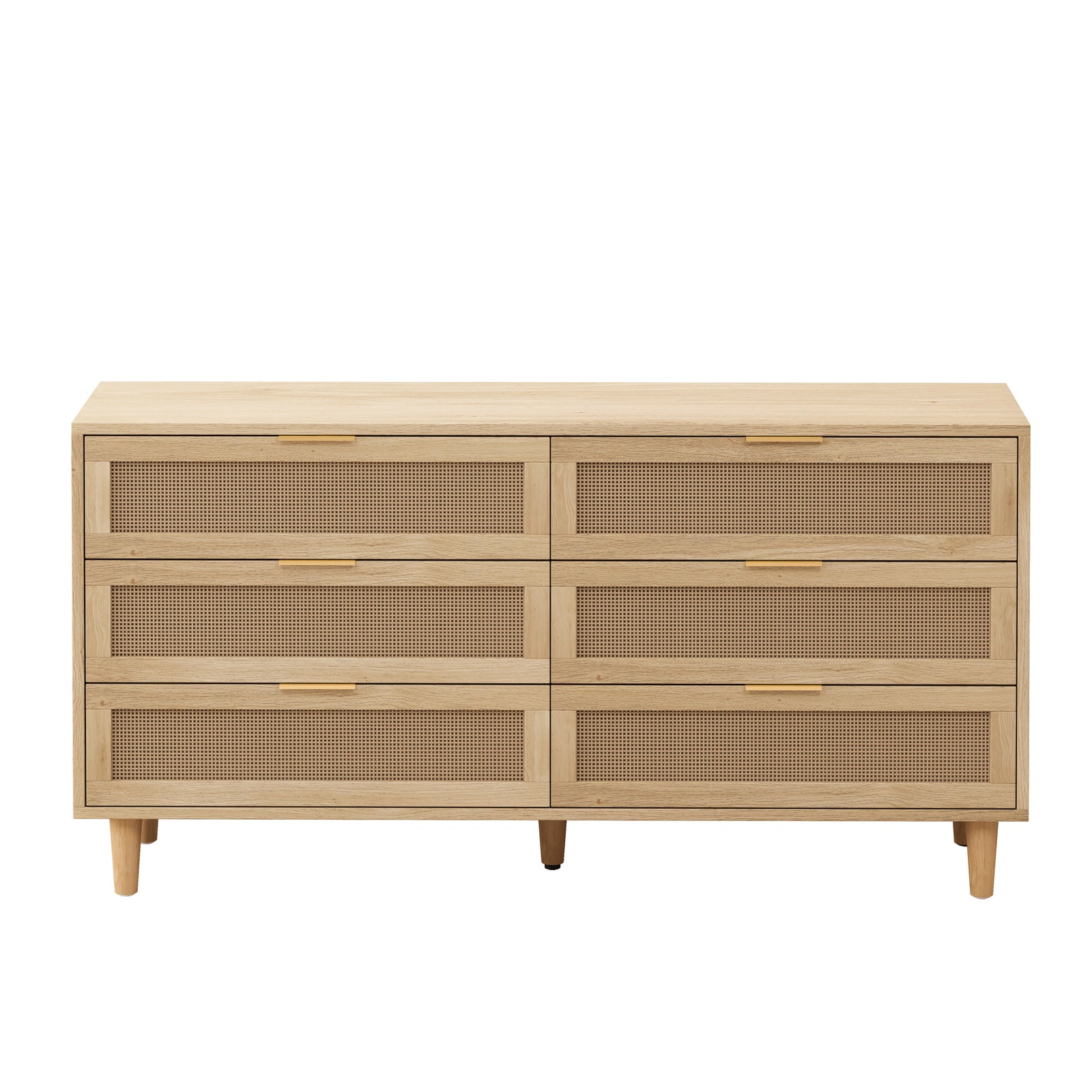 Nøordka Light Sideboard Default 60" Mid Century Modern 6 Drawer Rattan Cabinet