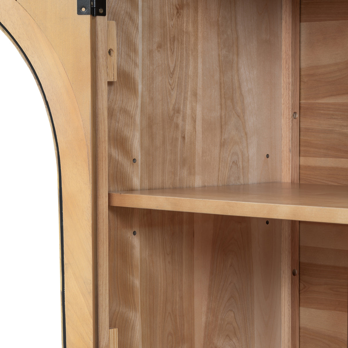 Nøordka Light Sideboard Default 60" Natural Wood 4-Door Buffet Cabinet with Glass Doors &amp; Adjustable Shelves