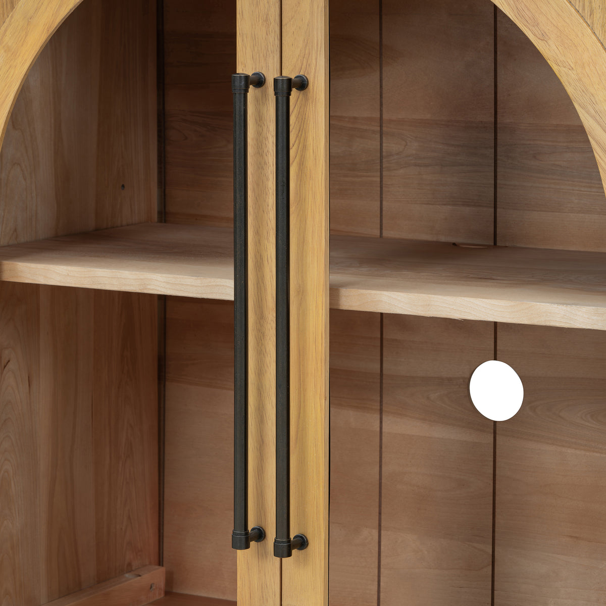 Nøordka Light Sideboard Default 60" Natural Wood 4-Door Buffet Cabinet with Glass Doors &amp; Adjustable Shelves