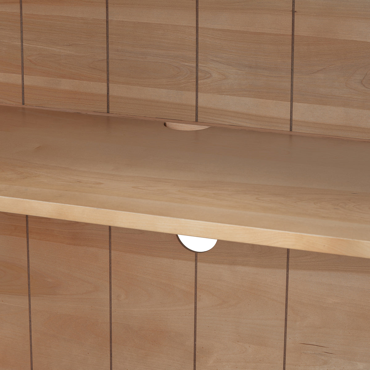 Nøordka Light Sideboard Default 60" Natural Wood 4-Door Buffet Cabinet with Glass Doors &amp; Adjustable Shelves