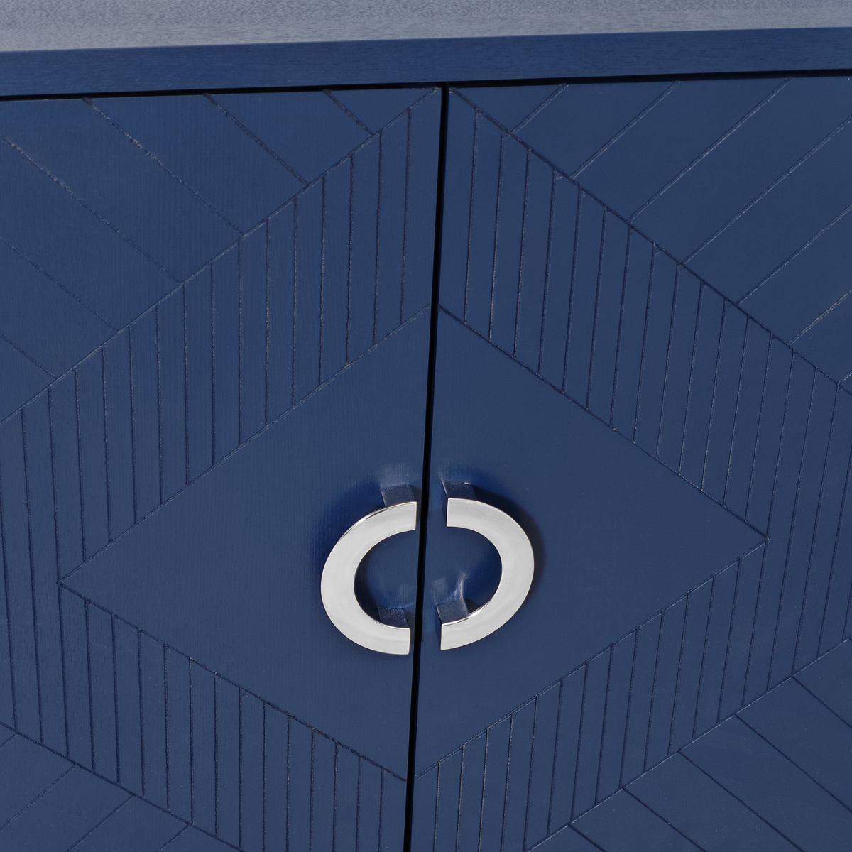 Nøordka Light Sideboard Default 60" Navy Blue Geometric 4-Door Cabinet with Pine Legs