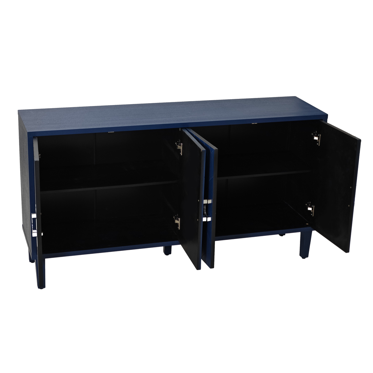 Nøordka Light Sideboard Default 60" Navy Blue Geometric 4-Door Cabinet with Pine Legs