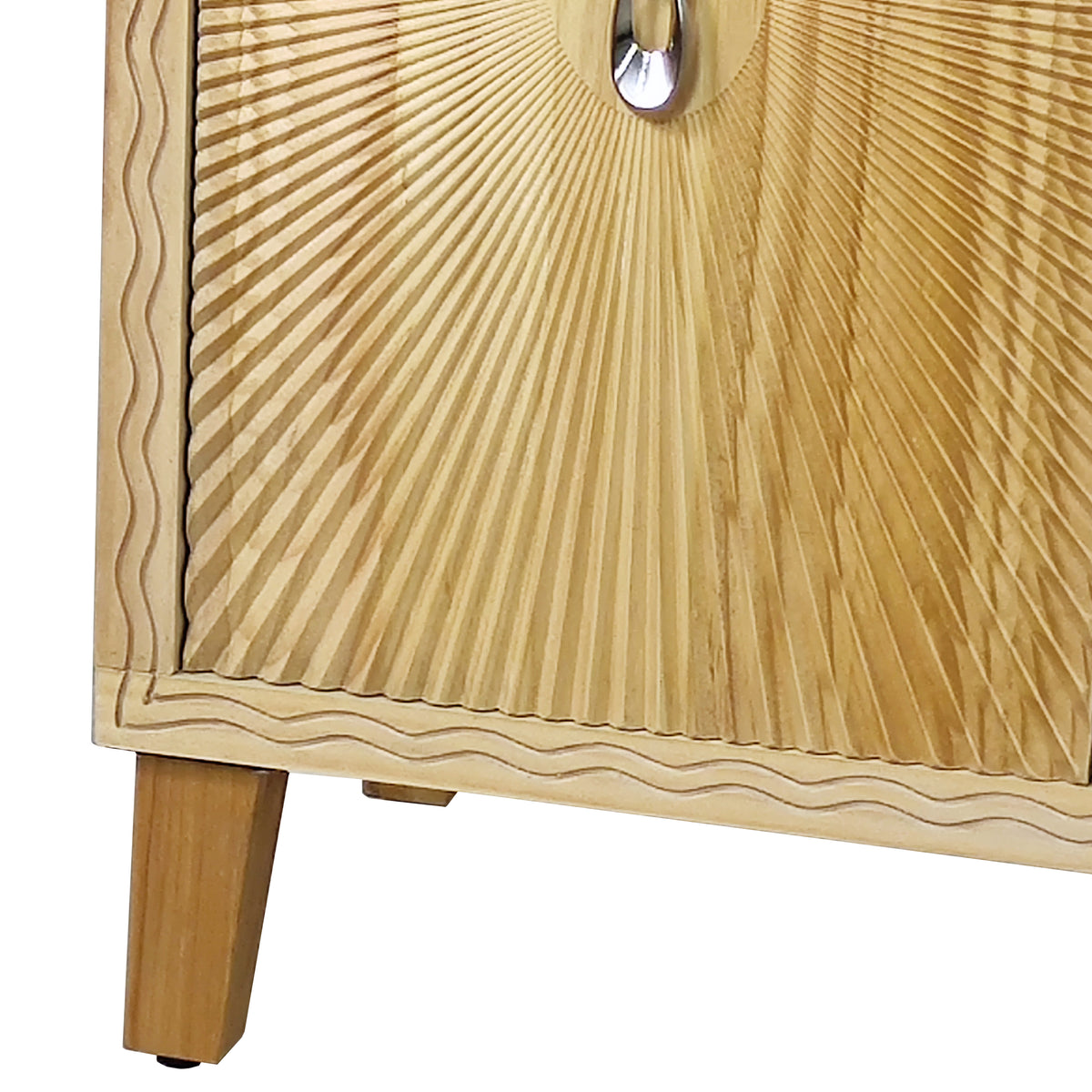 Nøordka Light Sideboard Default 60" Neutral Tone Vintage Carved Storage Cabinet with Adjustable Shelving