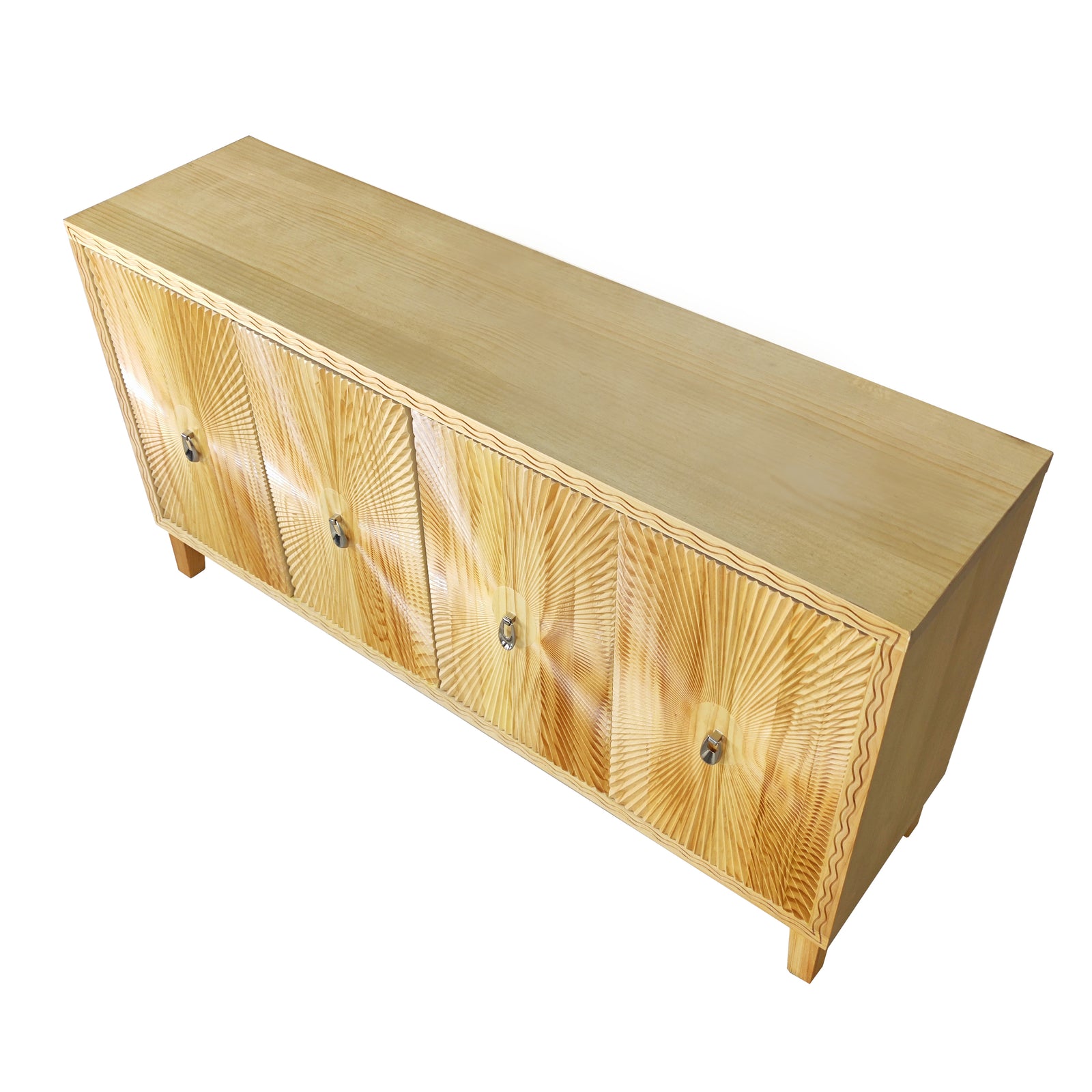 Nøordka Light Sideboard Default 60" Neutral Tone Vintage Carved Storage Cabinet with Adjustable Shelving