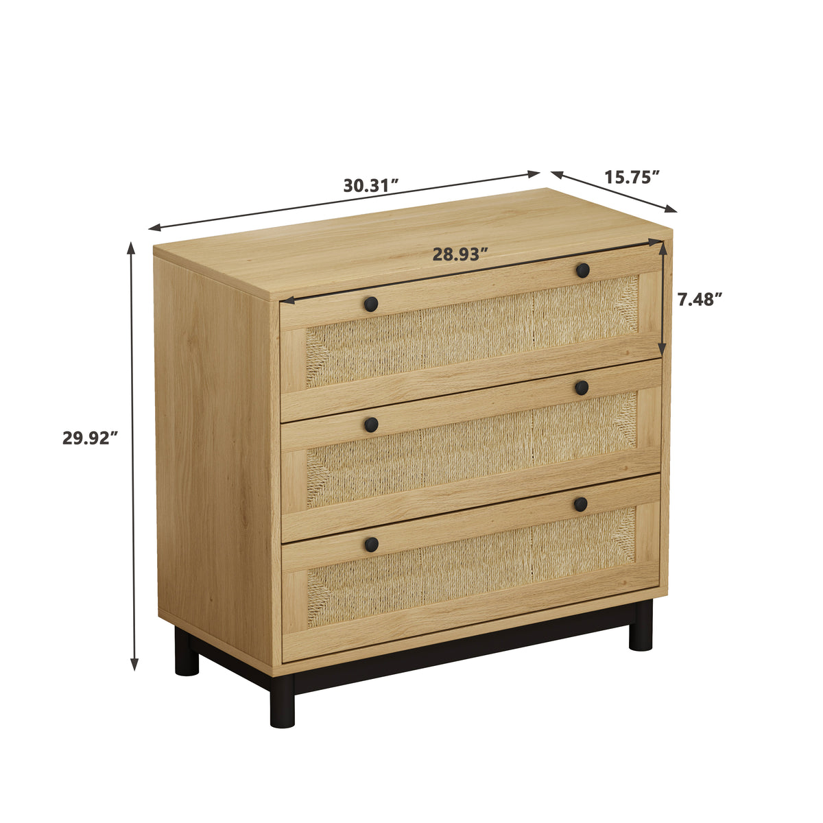Nøordka Light Sideboard Default 60" Oak Rope Woven Drawer Storage Cabinets