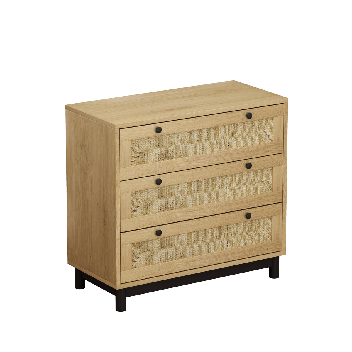 Nøordka Light Sideboard Default 60" Oak Rope Woven Drawer Storage Cabinets