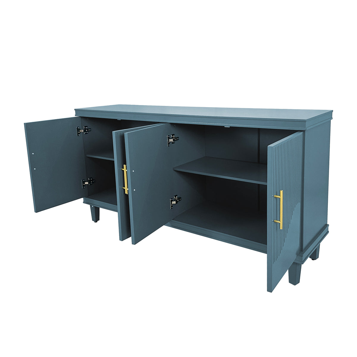 Nøordka Light Sideboard Default 60" Rich Blue Solid Wood 4 Door Cabinet