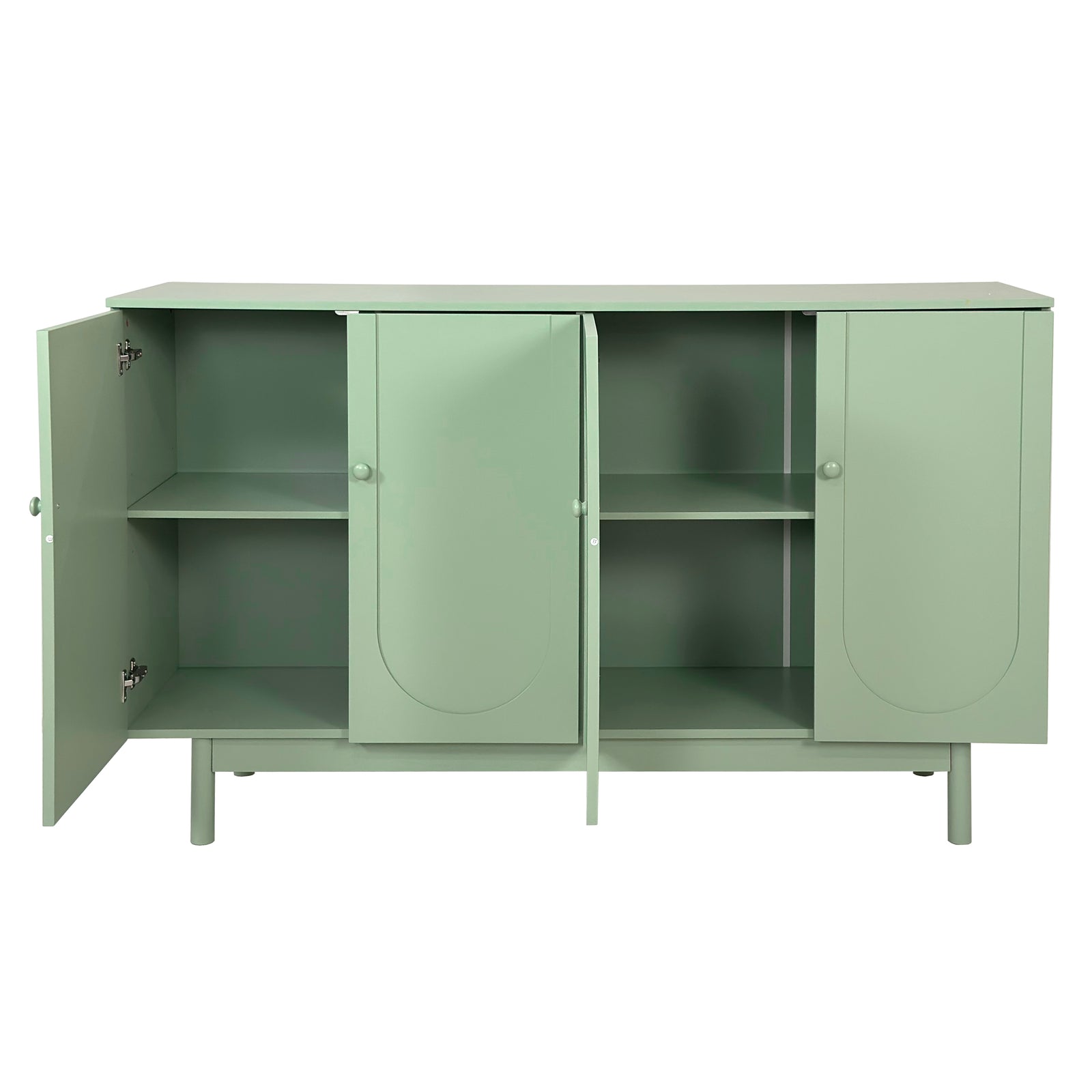 Nøordka Light Sideboard Default 60" Stylish Mint Green 4-Door Storage Cabinet with Wood Pulls