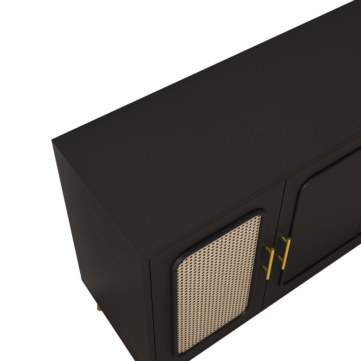 Nøordka Light Sideboard Default 60" Vintage Black Four-Door Cabinet with Meshing