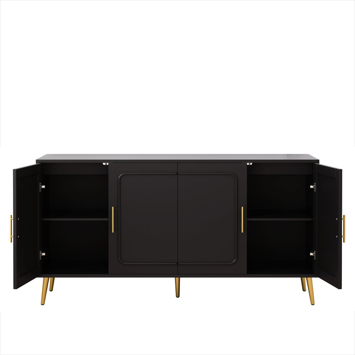 Nøordka Light Sideboard Default 60" Vintage Black Four-Door Cabinet with Meshing