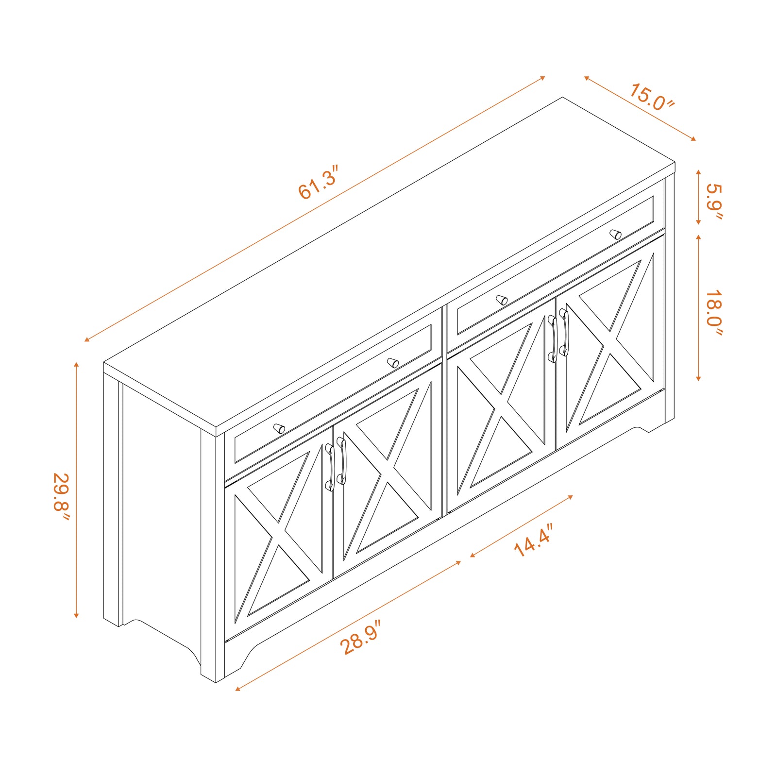 Nøordka Light Sideboard Default 61" TV Stand & Entertainment Center With Storage Space