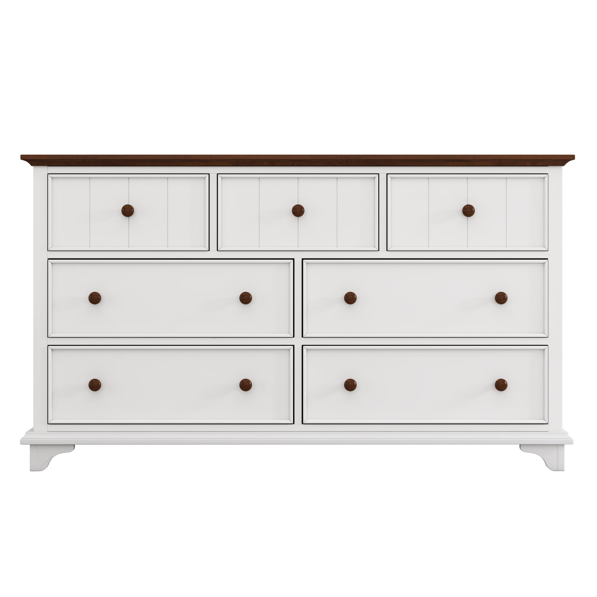 Nøordka Light Sideboard Default 61" White Classic Wooden Seven-Drawer Dresser