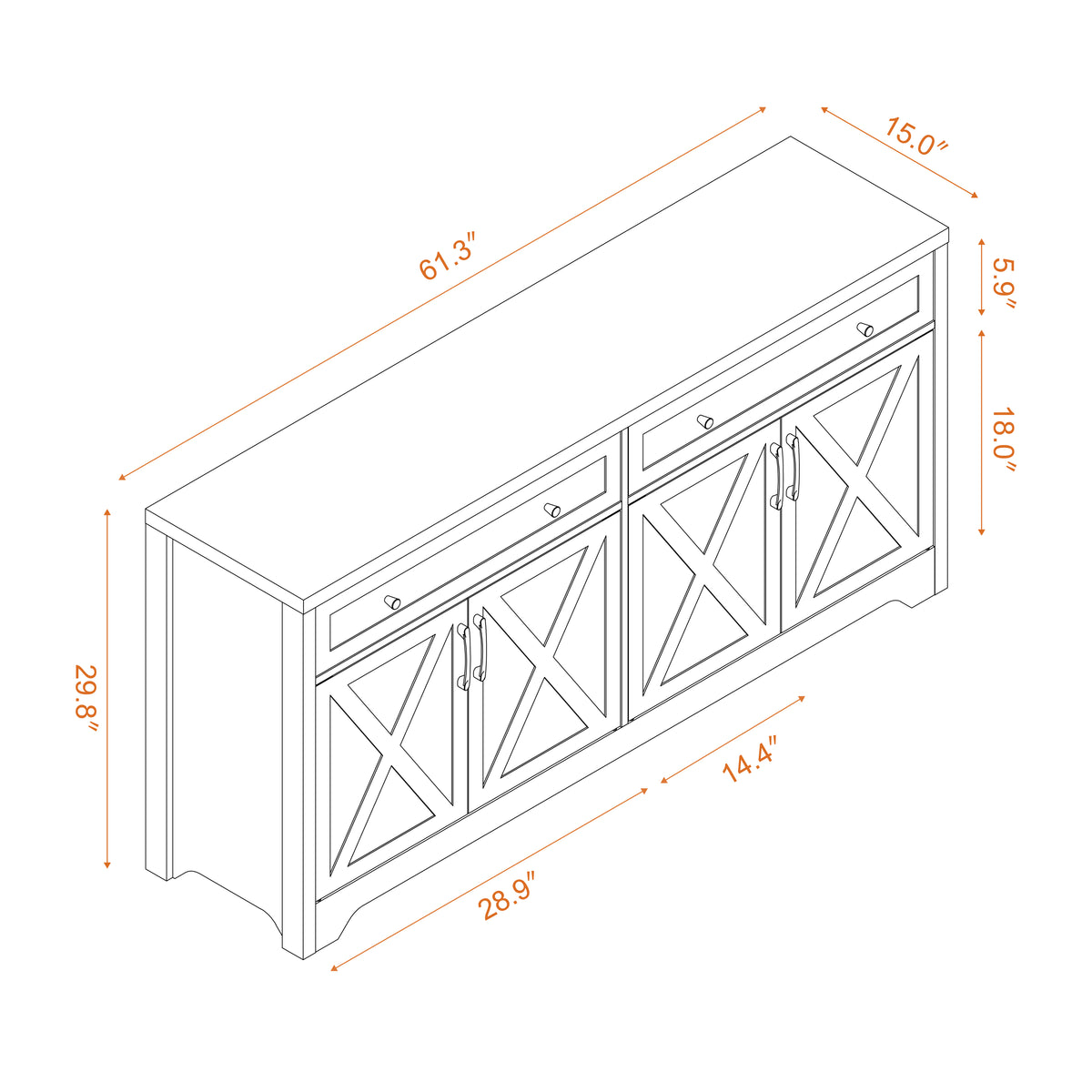 Nøordka Light Sideboard Default 61" White TV Stand &amp; Entertainment Center with Storage Space