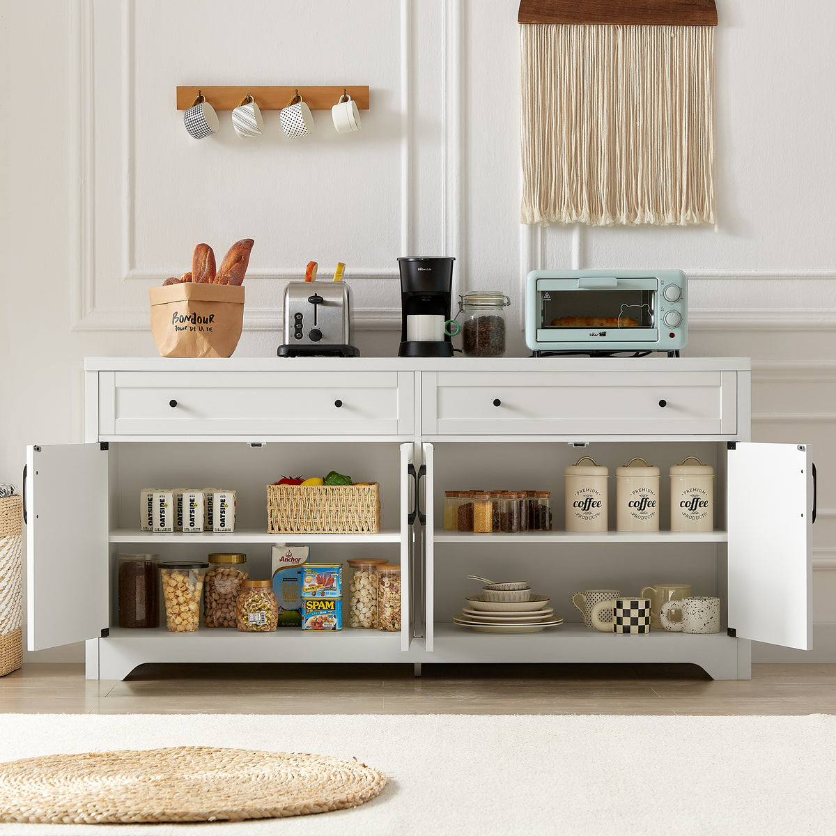 Nøordka Light Sideboard Default 61" White TV Stand &amp; Entertainment Center with Storage Space