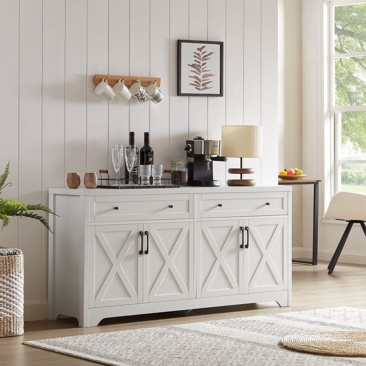 Nøordka Light Sideboard Default 61" White TV Stand &amp; Entertainment Center with Storage Space