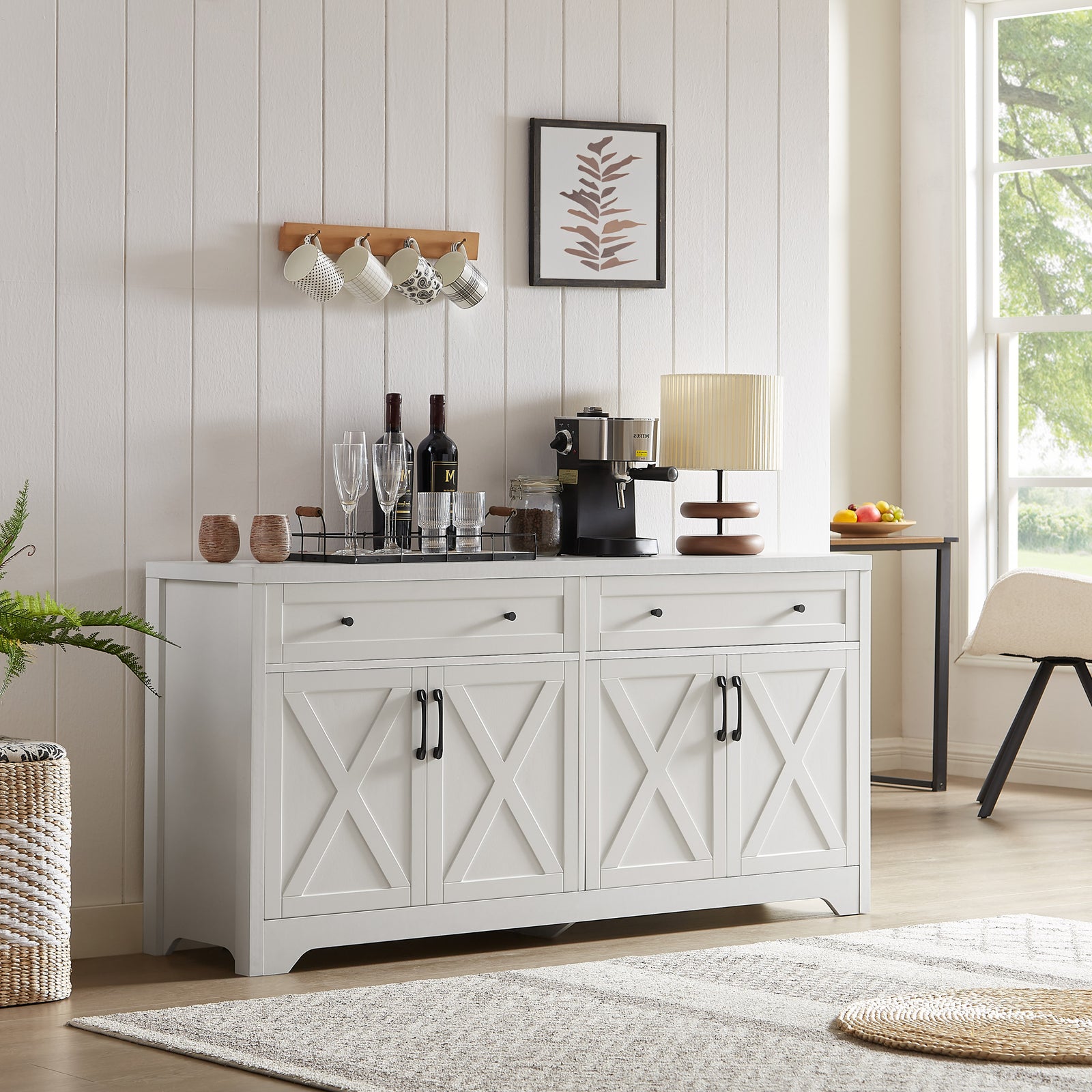 Nøordka Light Sideboard Default 61" White TV Stand & Entertainment Center with Storage Space