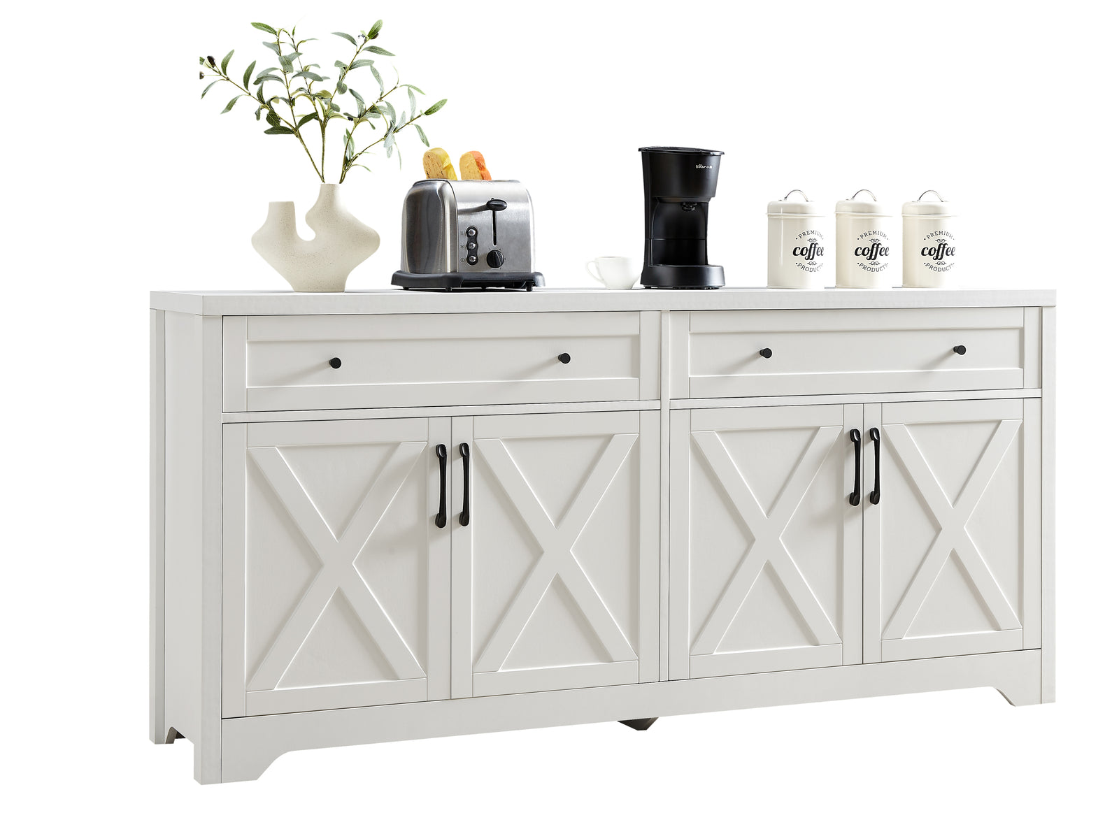 Nøordka Light Sideboard Default 61" White TV Stand & Entertainment Center with Storage Space