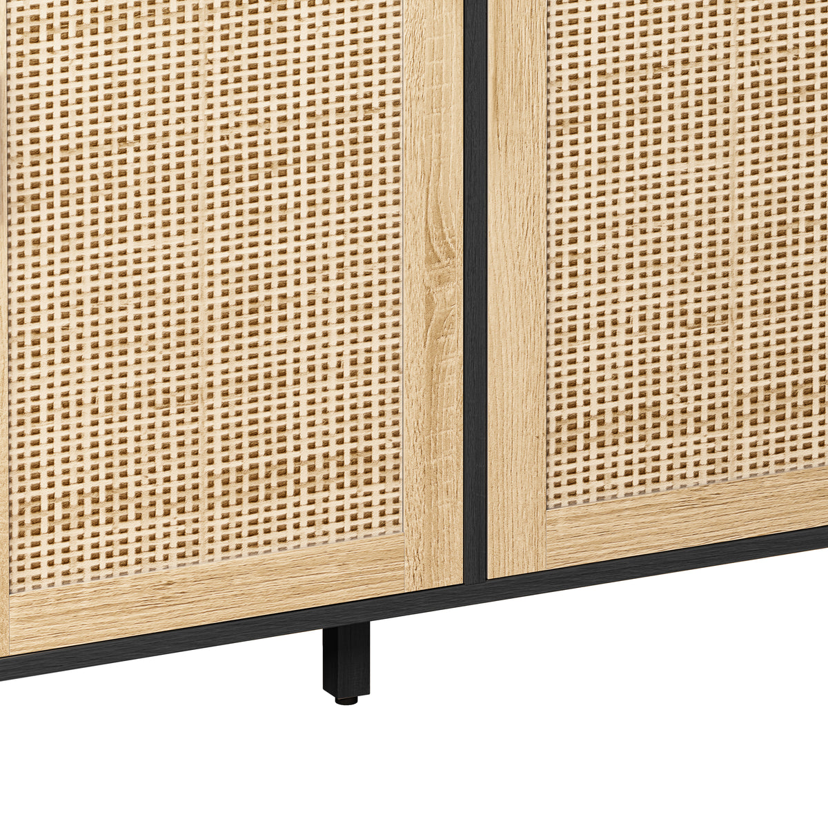 Nøordka Light Sideboard Default 62" Elegant Rattan Storage Cabinet With Dark Accents