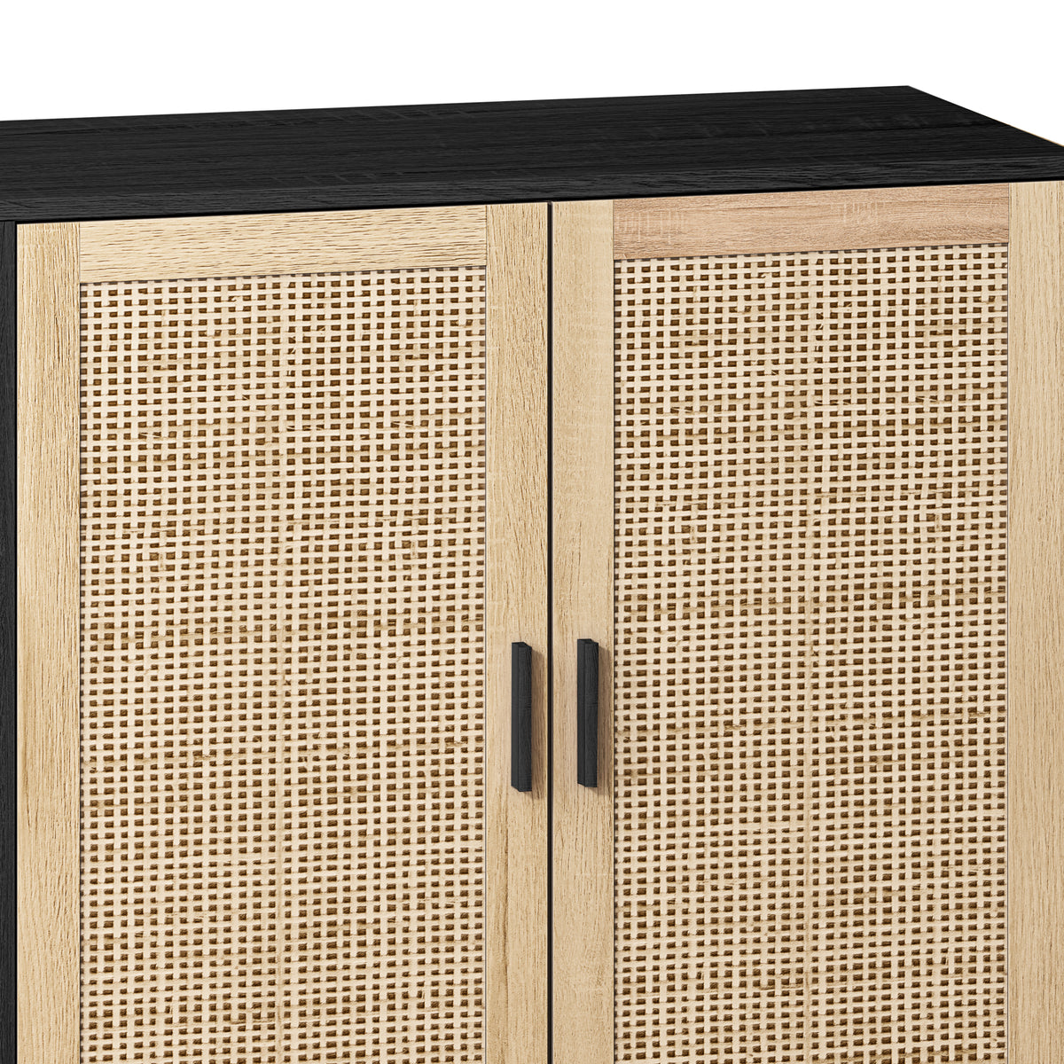 Nøordka Light Sideboard Default 62" Elegant Rattan Storage Cabinet With Dark Accents