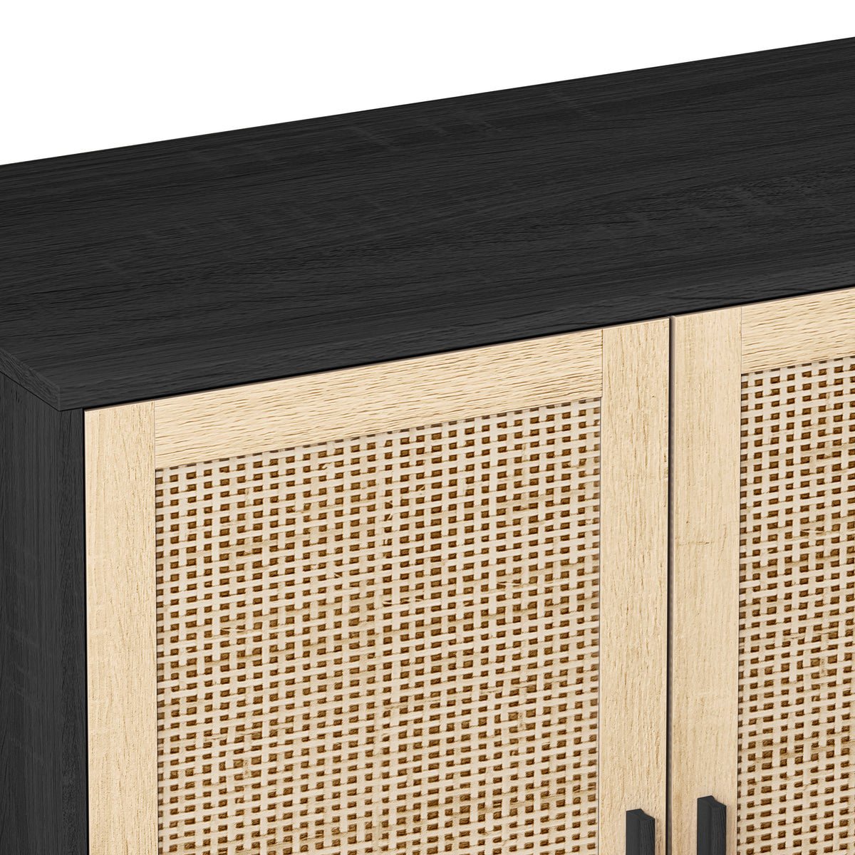 Nøordka Light Sideboard Default 62" Elegant Rattan Storage Cabinet With Dark Accents