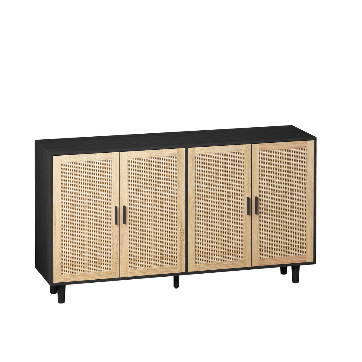 Nøordka Light Sideboard Default 62" Elegant Rattan Storage Cabinet With Dark Accents