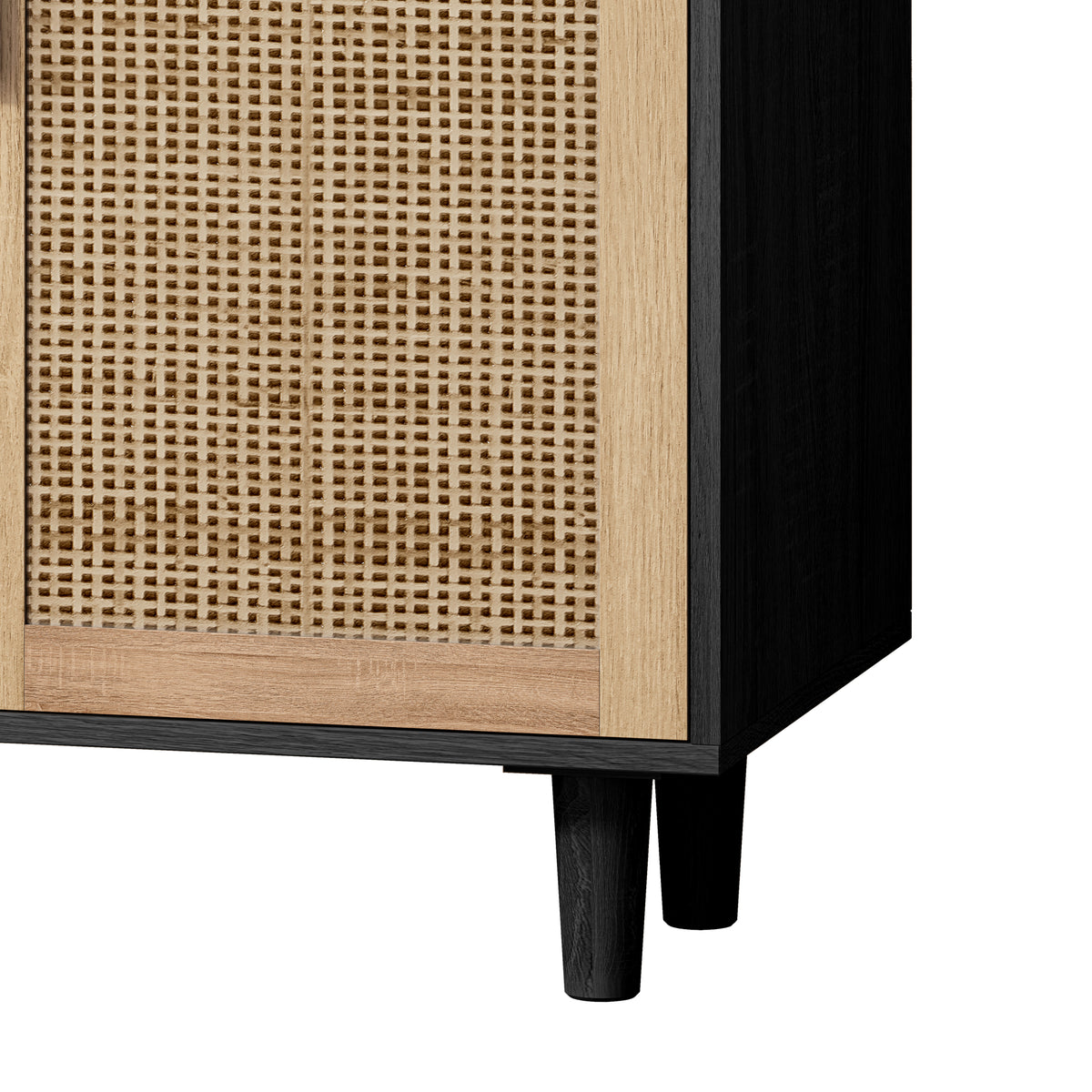 Nøordka Light Sideboard Default 62" Elegant Rattan Storage Cabinet with Dark Accents