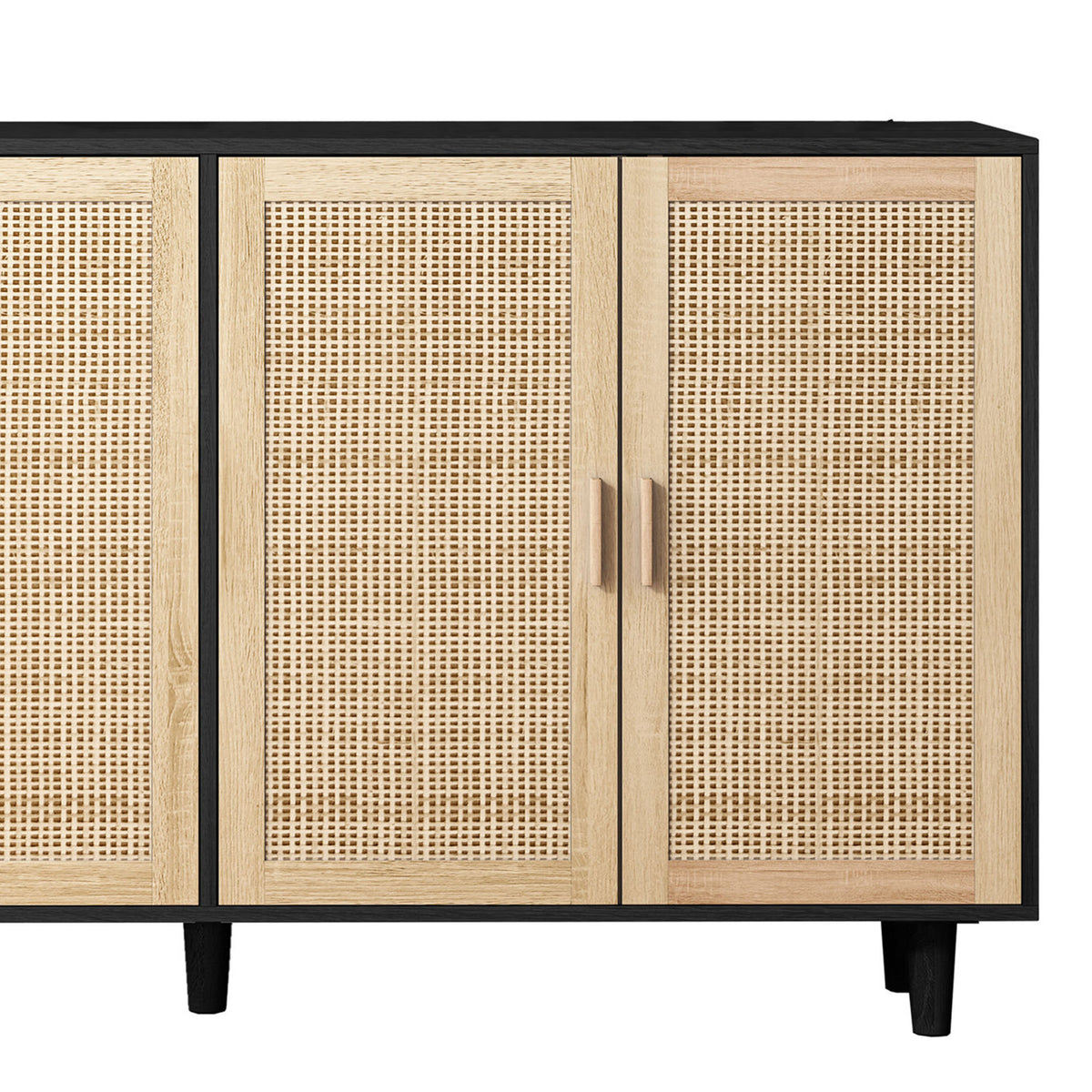 Nøordka Light Sideboard Default 62" Elegant Rattan Storage Cabinet with Dark Accents