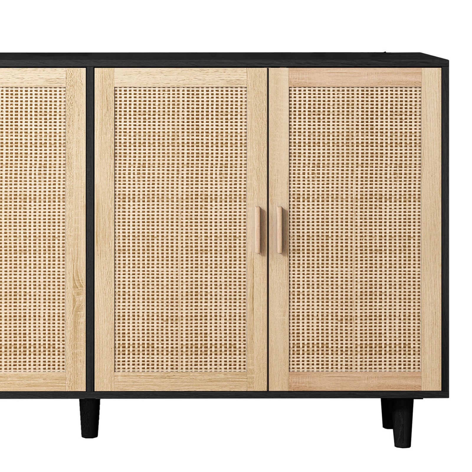 Nøordka Light Sideboard Default 62" Elegant Rattan Storage Cabinet with Dark Accents