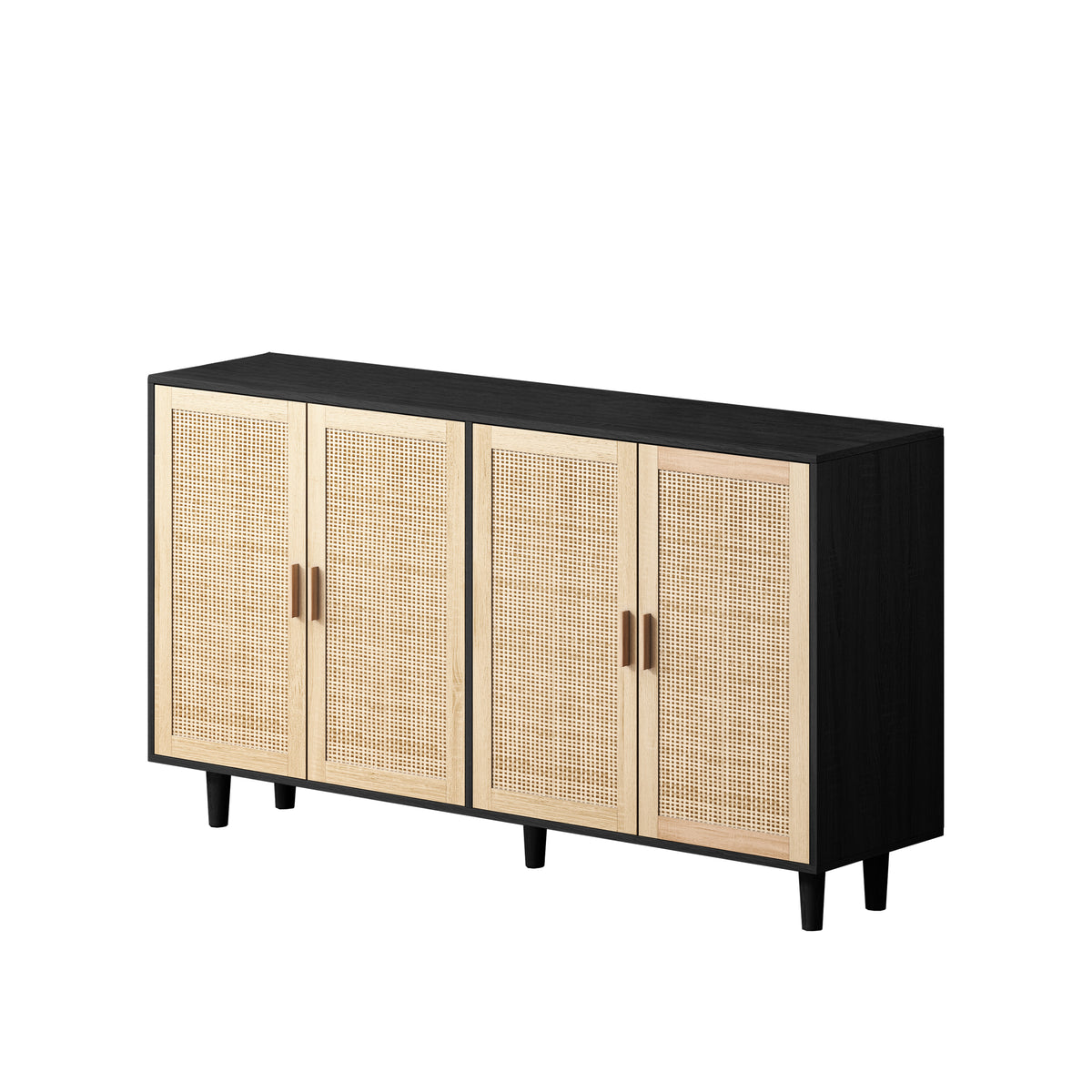 Nøordka Light Sideboard Default 62" Elegant Rattan Storage Cabinet with Dark Accents