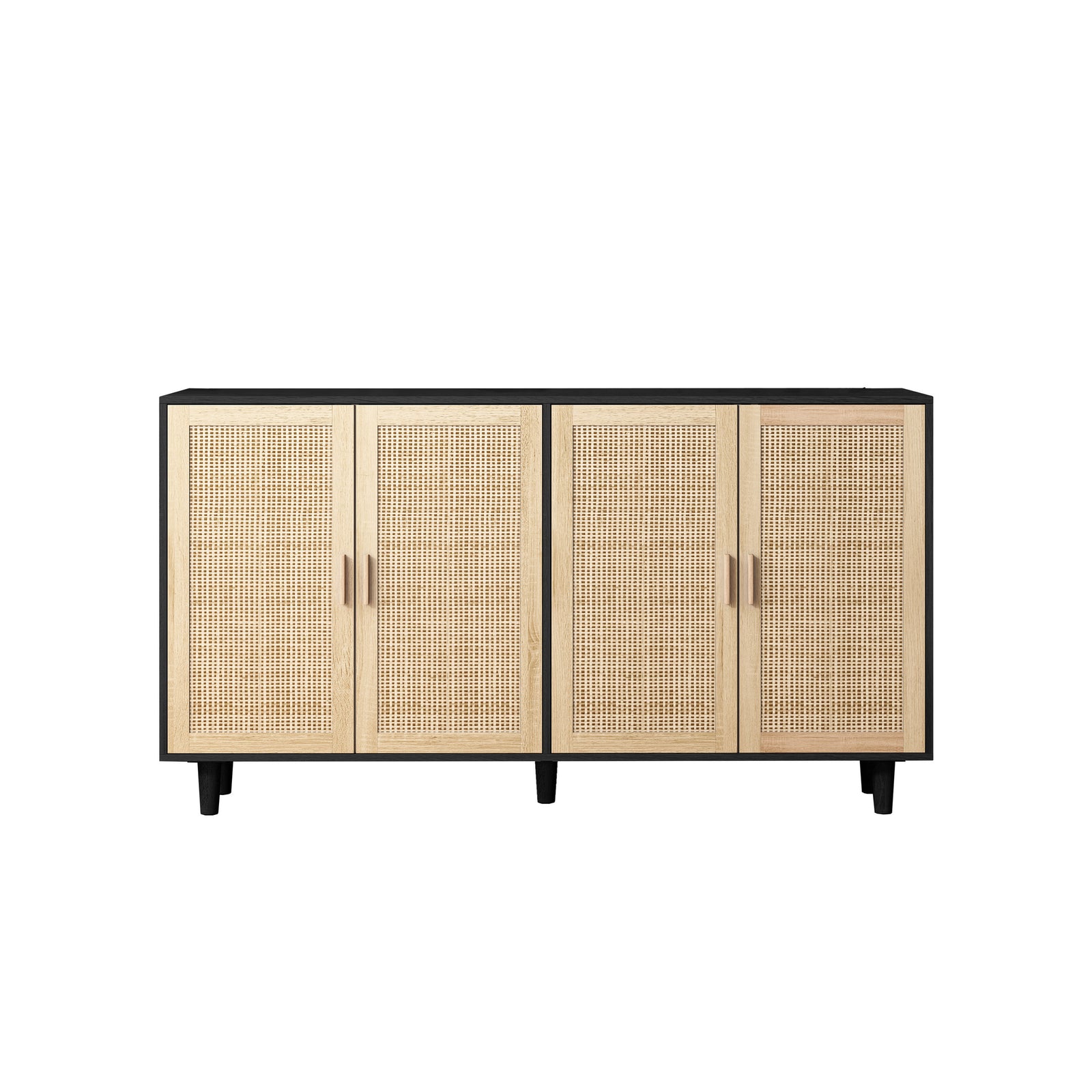Nøordka Light Sideboard Default 62" Elegant Rattan Storage Cabinet with Dark Accents