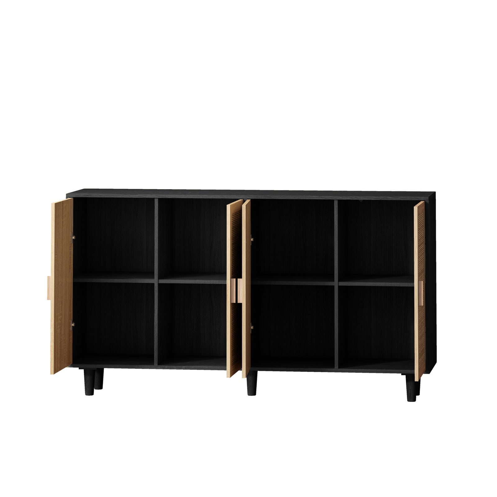 Nøordka Light Sideboard Default 62" Elegant Rattan Storage Cabinet with Dark Accents