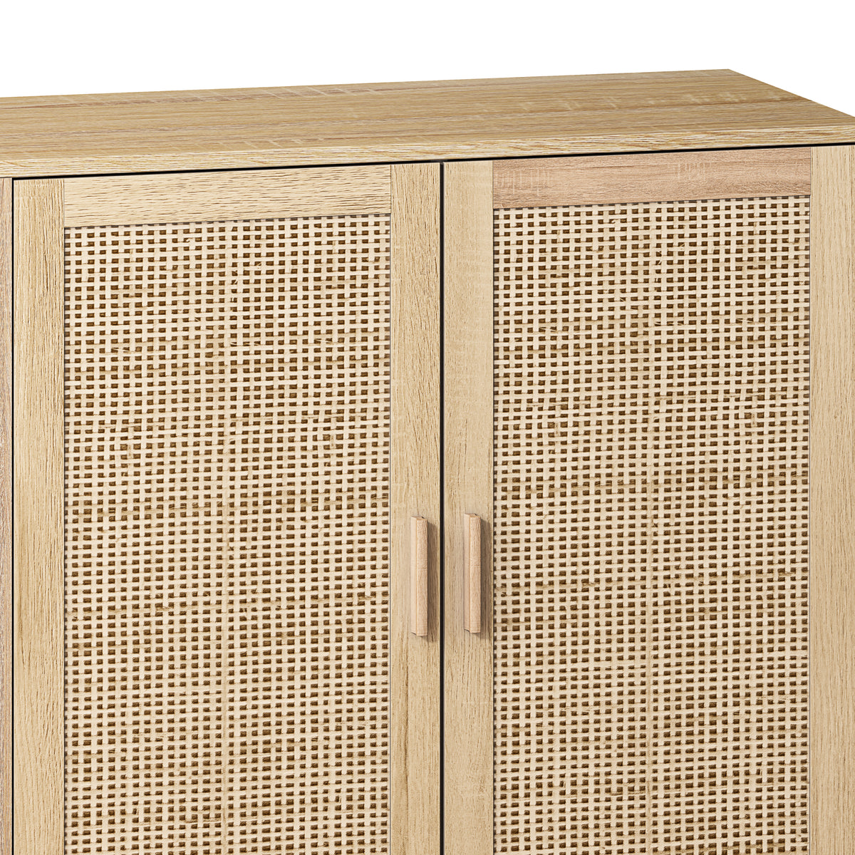 Nøordka Light Sideboard Default 62" Neutral Tone Elegant 4 Door Rattan Cabinet