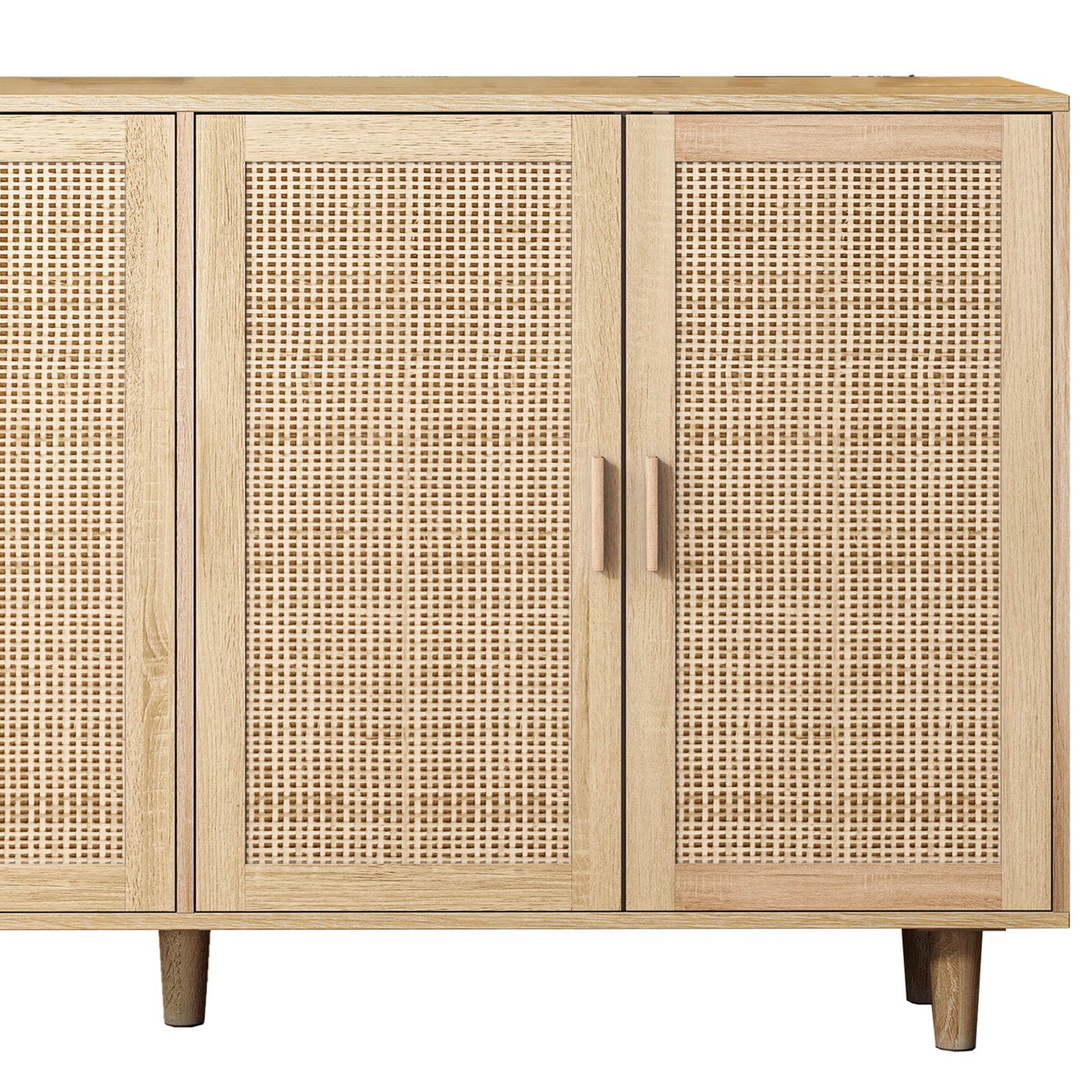 Nøordka Light Sideboard Default 62" Neutral Tone Elegant 4 Door Rattan Cabinet