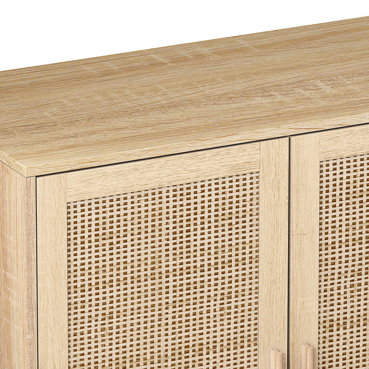 Nøordka Light Sideboard Default 62" Neutral Tone Elegant 4 Door Rattan Cabinet