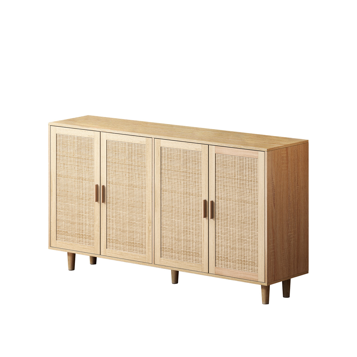Nøordka Light Sideboard Default 62" Neutral Tone Elegant 4 Door Rattan Cabinet