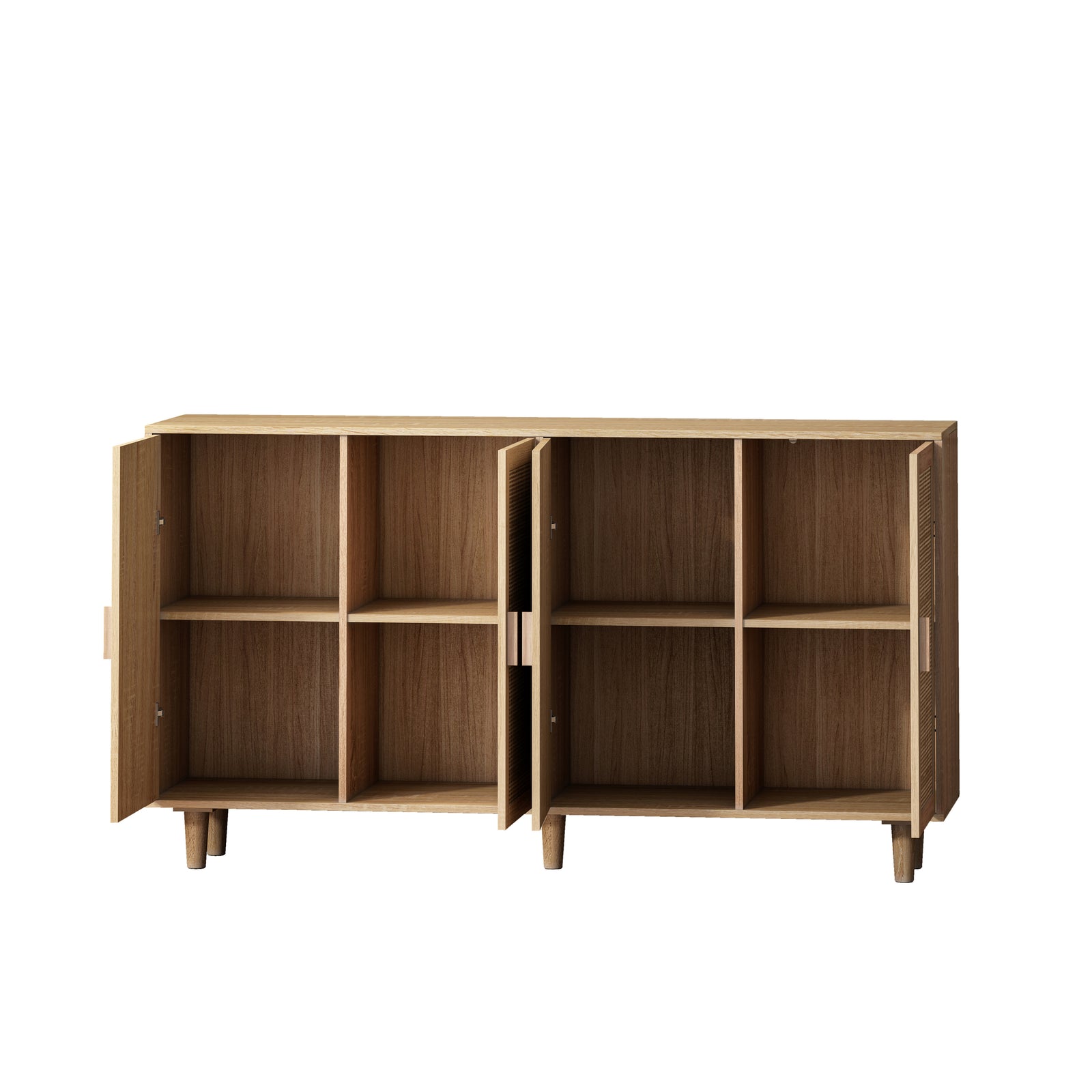 Nøordka Light Sideboard Default 62" Neutral Tone Elegant 4 Door Rattan Cabinet