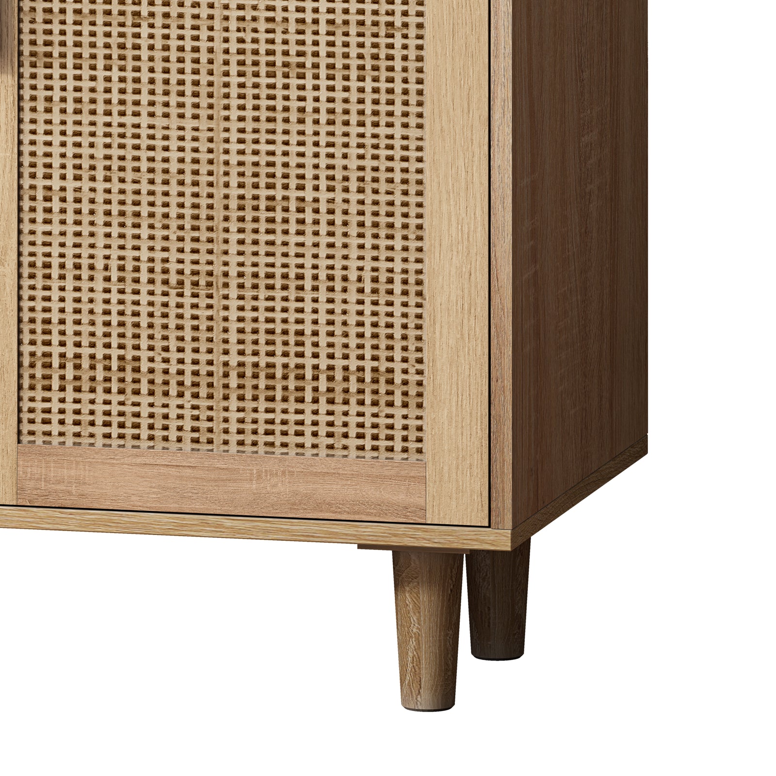 Nøordka Light Sideboard Default 62" Neutral Tone Elegant 4-Door Rattan Cabinet