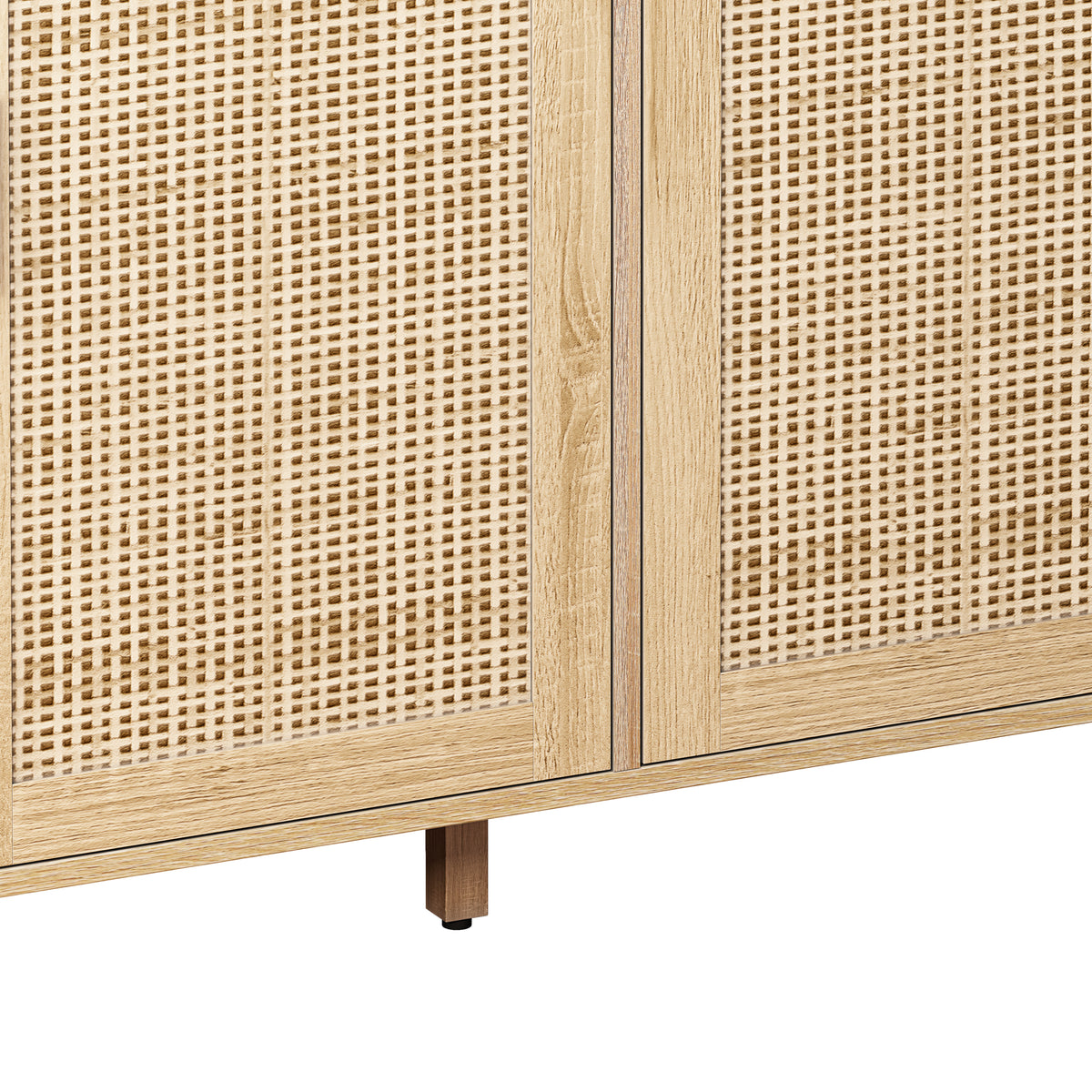 Nøordka Light Sideboard Default 62" Neutral Tone Elegant 4-Door Rattan Cabinet