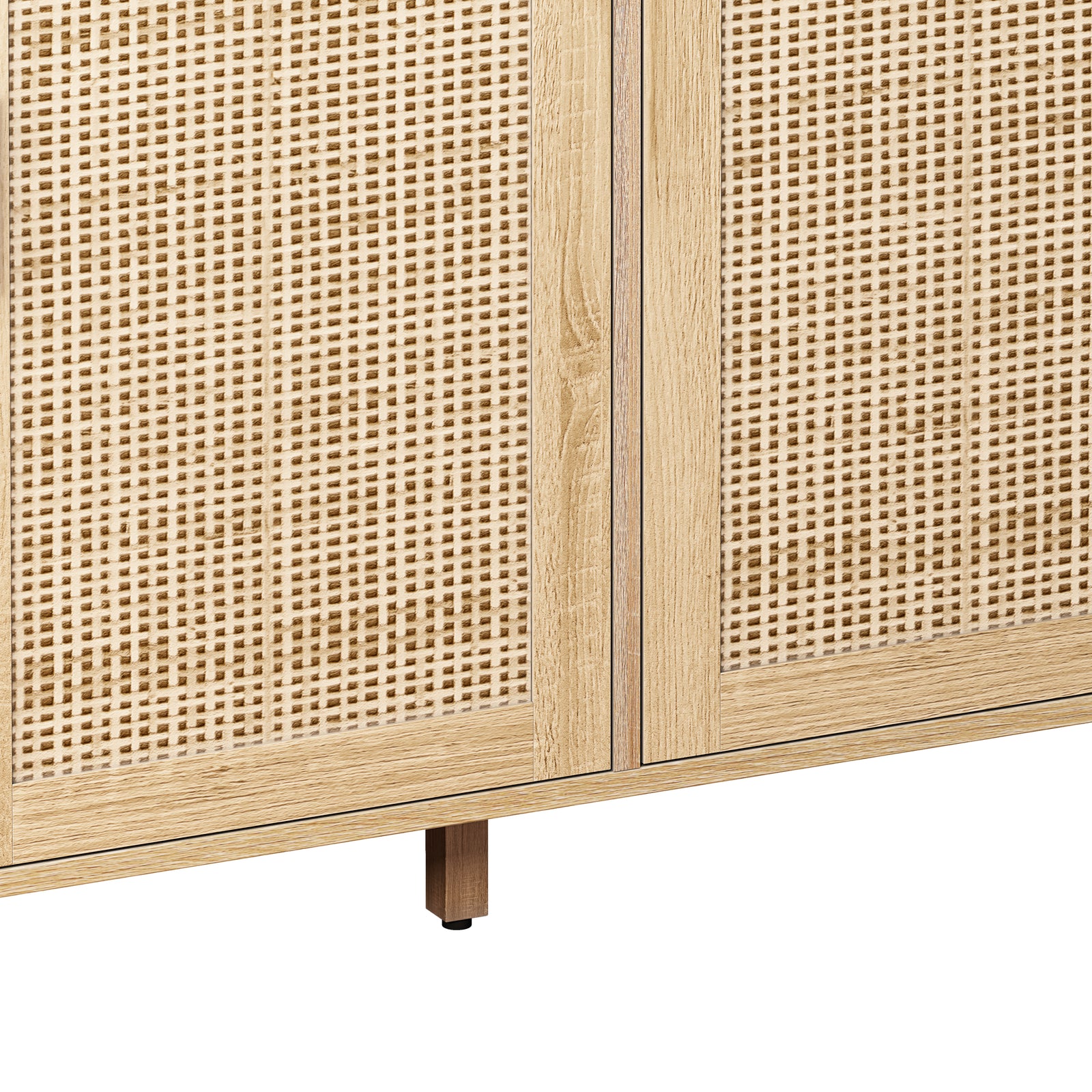 Nøordka Light Sideboard Default 62" Neutral Tone Elegant 4-Door Rattan Cabinet