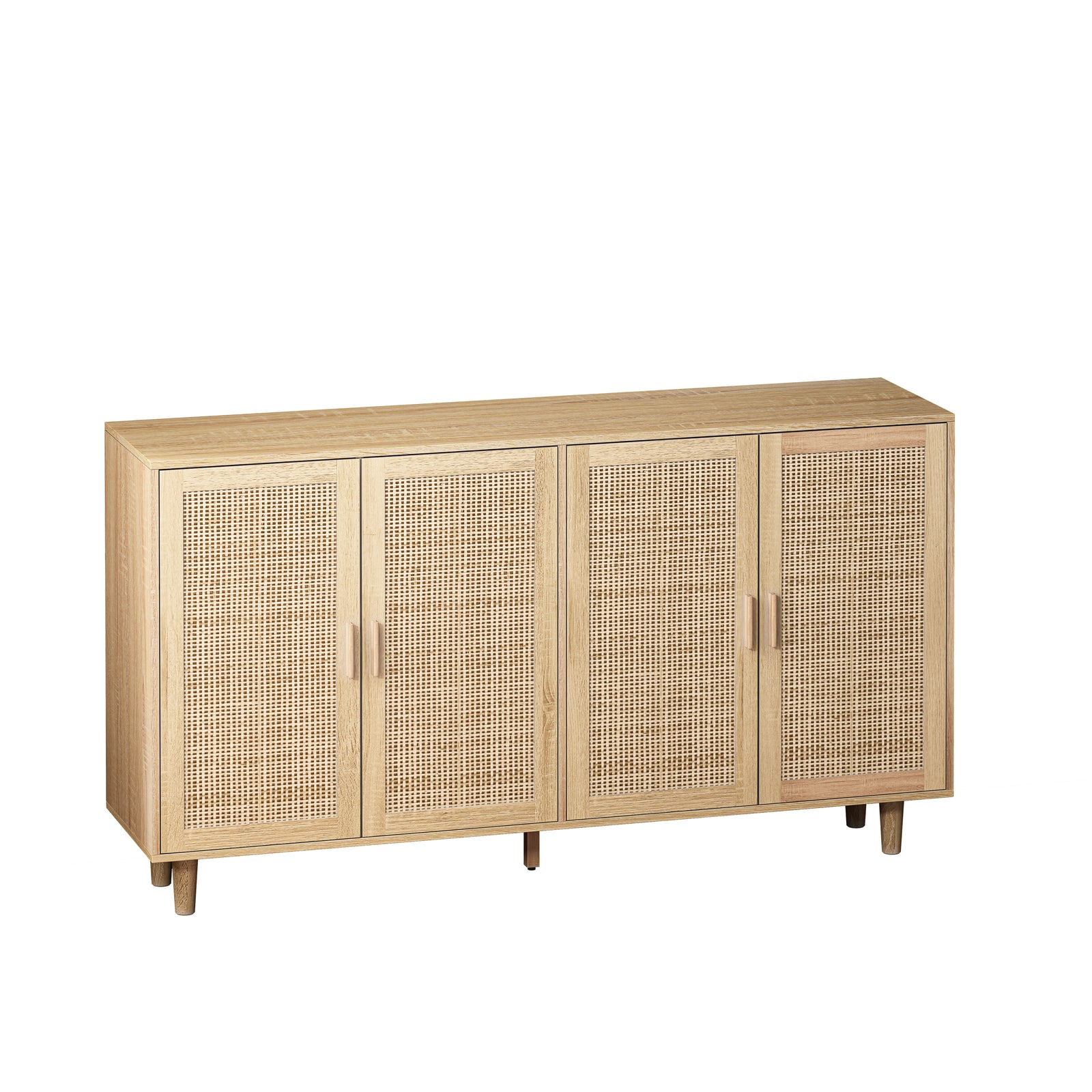 Nøordka Light Sideboard Default 62" Neutral Tone Elegant 4-Door Rattan Cabinet