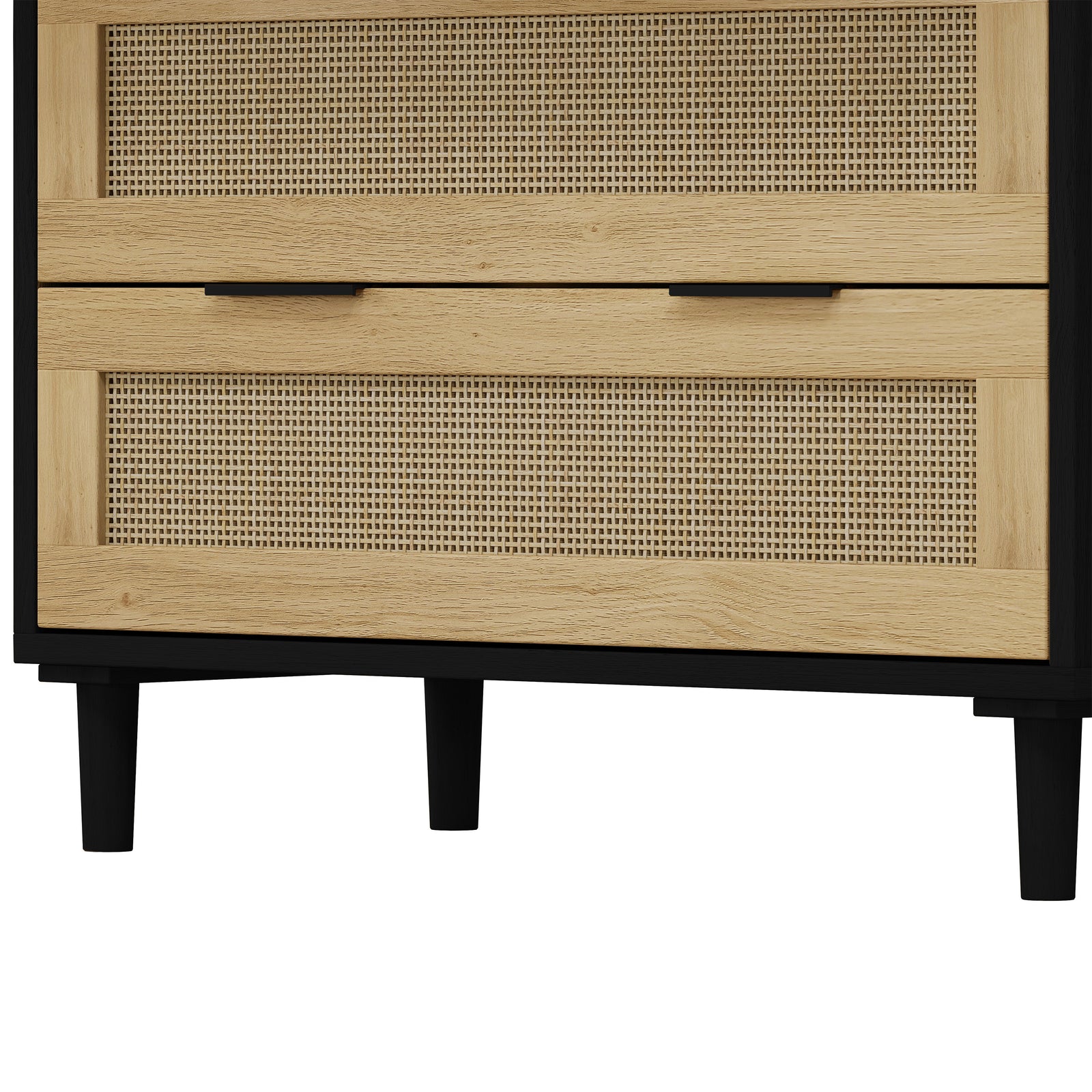 Nøordka Light Sideboard Default 63" Mid Century Modern Rattan Storage Cabinet in Natural Tone With Black Accents