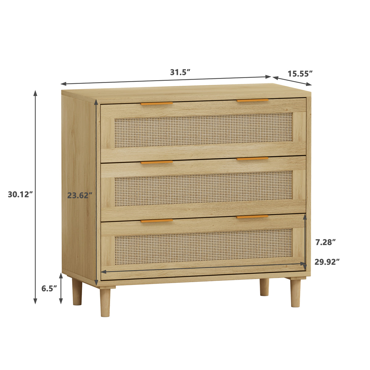 Nøordka Light Sideboard Default 63" Neutral Tone Rattan Storage Cabinets