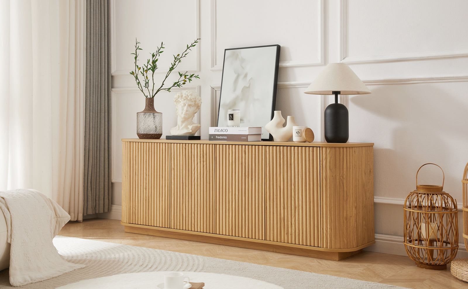 Nøordka Light Sideboard Default 64" Neutral Tone Contemporary Wooden Sideboard & TV Stand