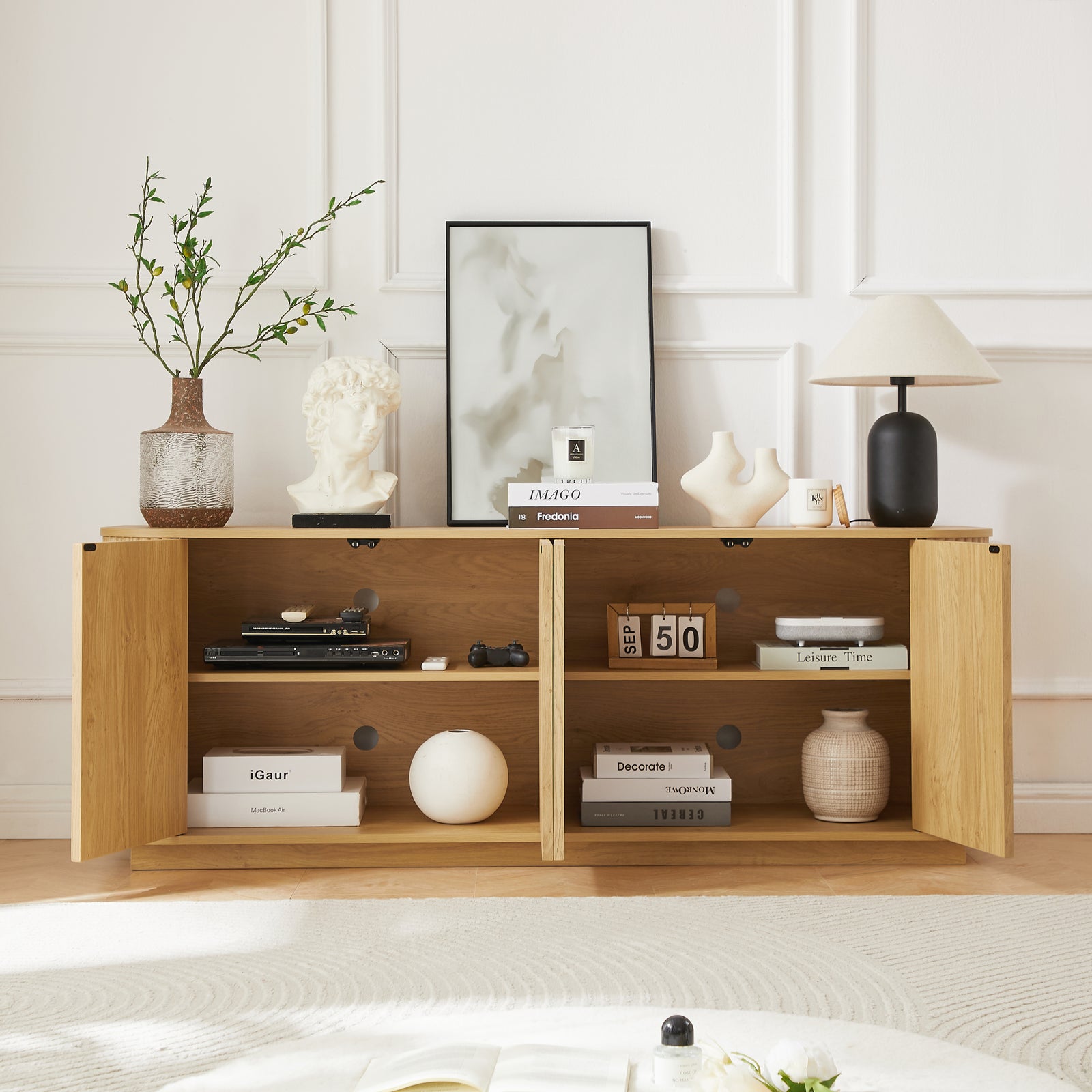 Nøordka Light Sideboard Default 64" Neutral Tone Contemporary Wooden Sideboard & TV Stand
