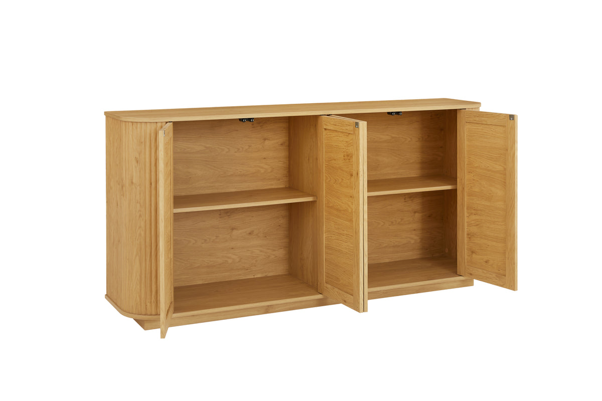 Nøordka Light Sideboard Default 64" Wave Shaped TV Stand &amp; Entertainment Center with Rattan Doors