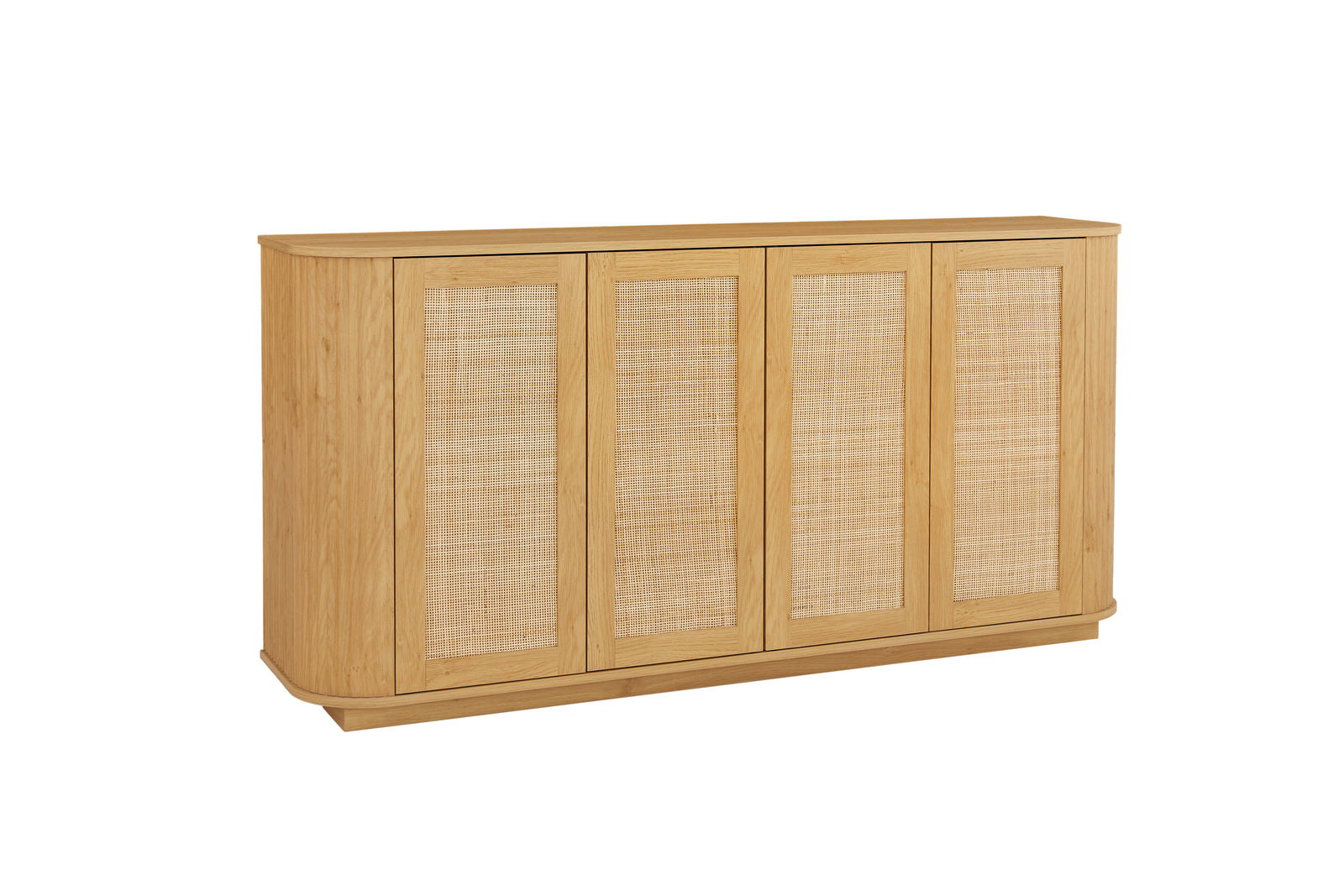 Nøordka Light Sideboard Default 64" Wave Shaped TV Stand & Entertainment Center with Rattan Doors