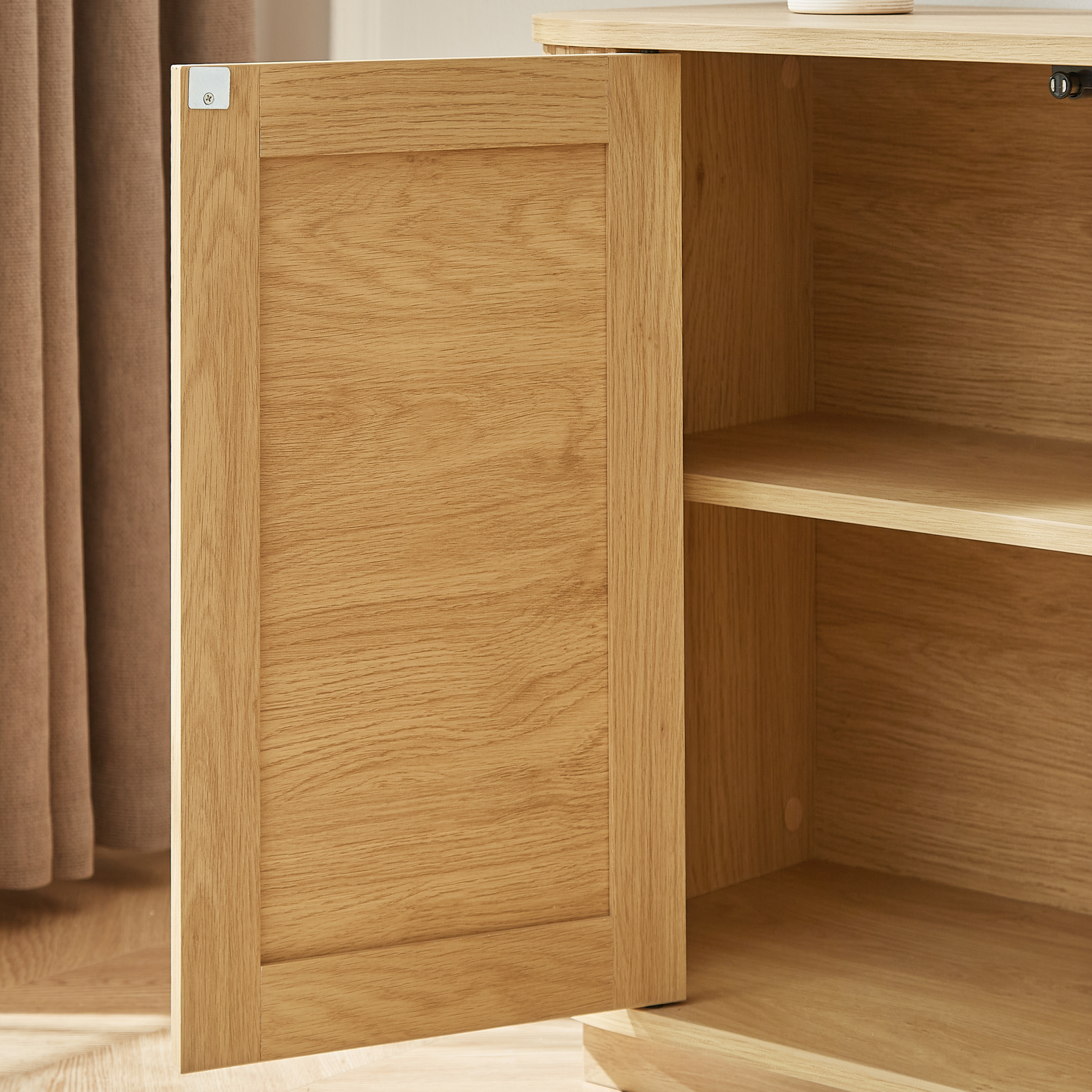 Nøordka Light Sideboard Default 64" Wave Shaped TV Stand & Entertainment Center with Rattan Doors