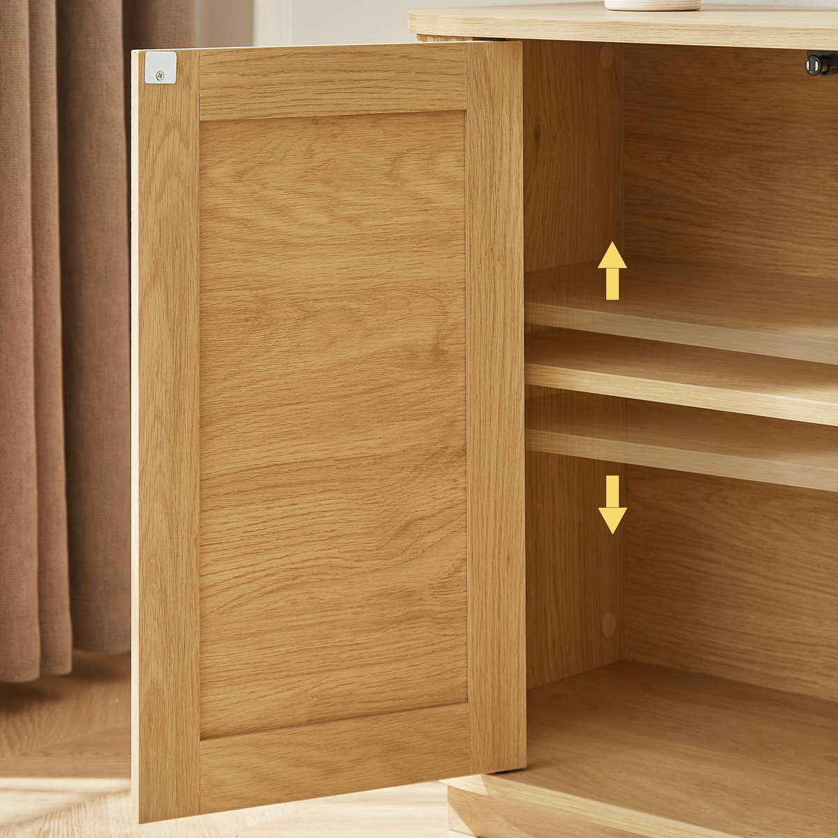 Nøordka Light Sideboard Default 64" Wave Shaped TV Stand &amp; Entertainment Center with Rattan Doors