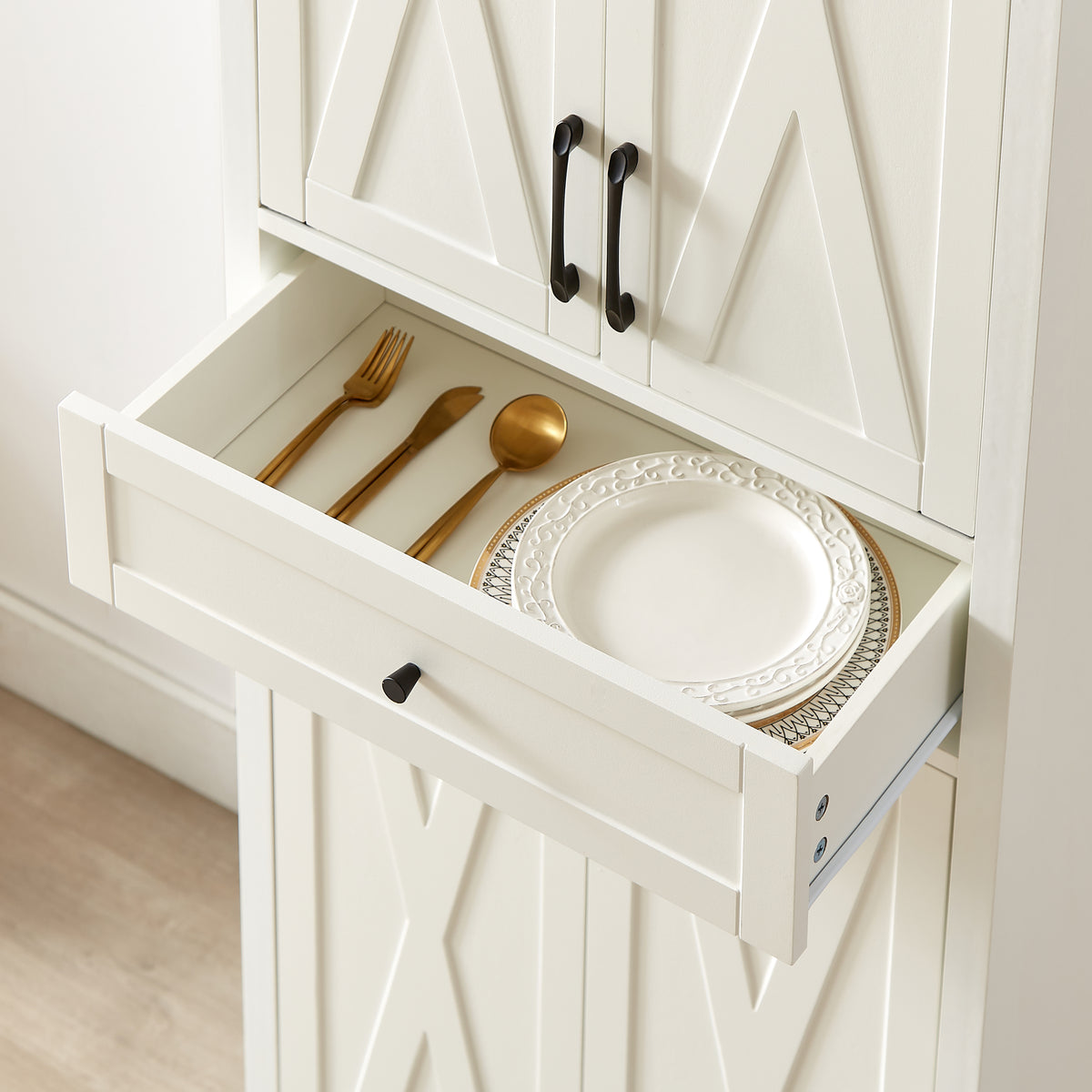 Nøordka Light Sideboard Default 68" White Tall Sideboard Cabinet With Storage